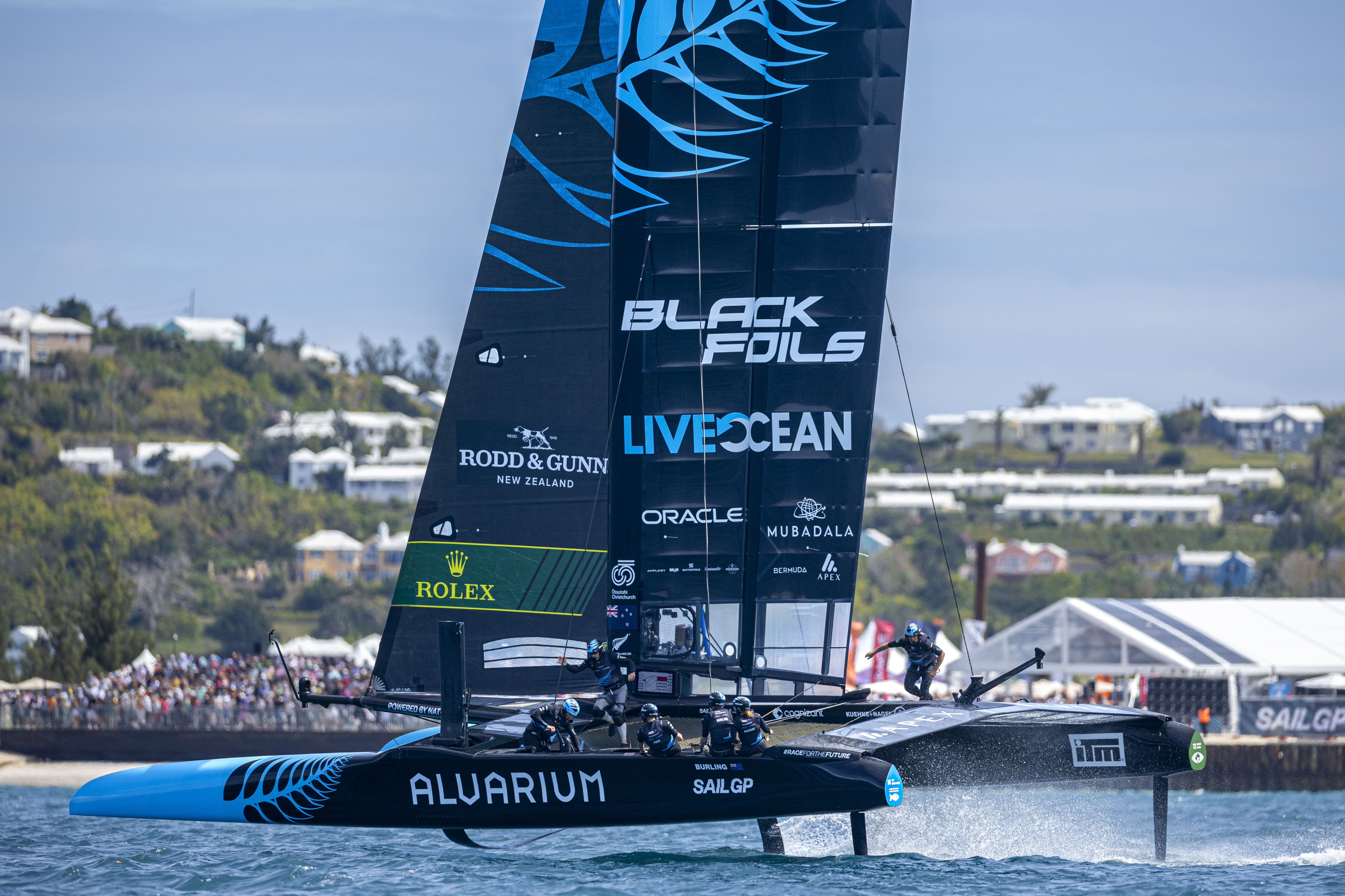 The Black Foils finished second in Bermuda. Photo / Samo Vidic, SailGP