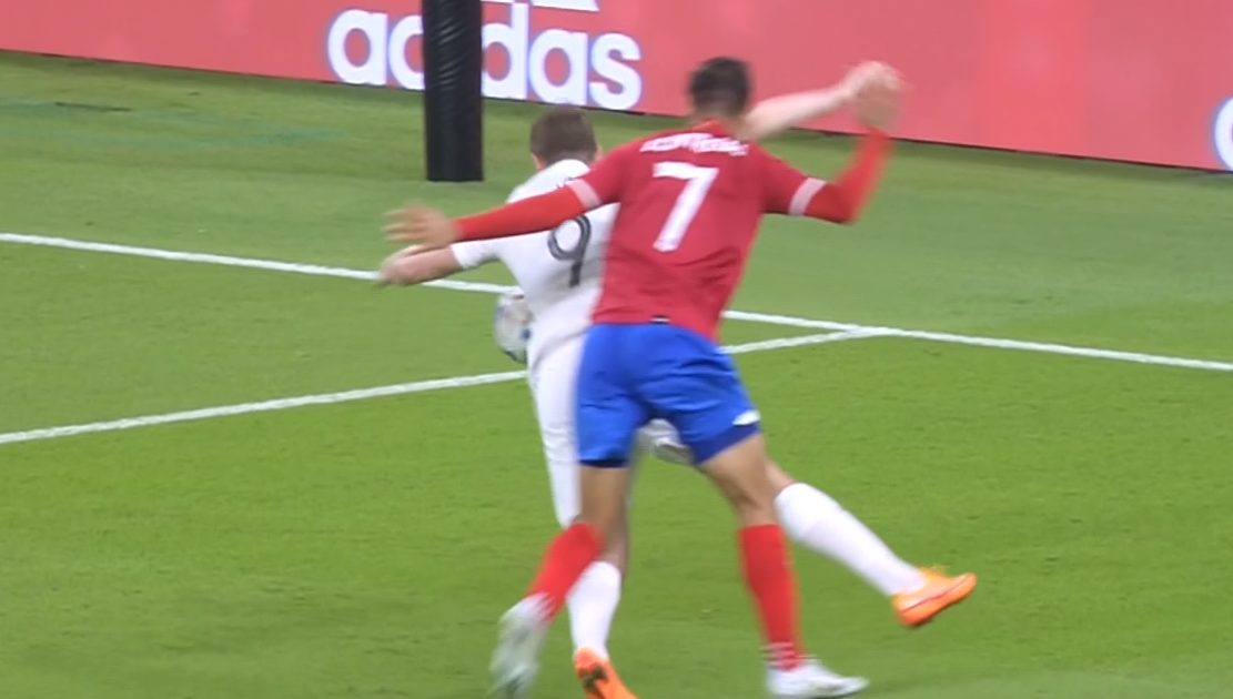 Chris Wood's potential penalty. Photo / Sky