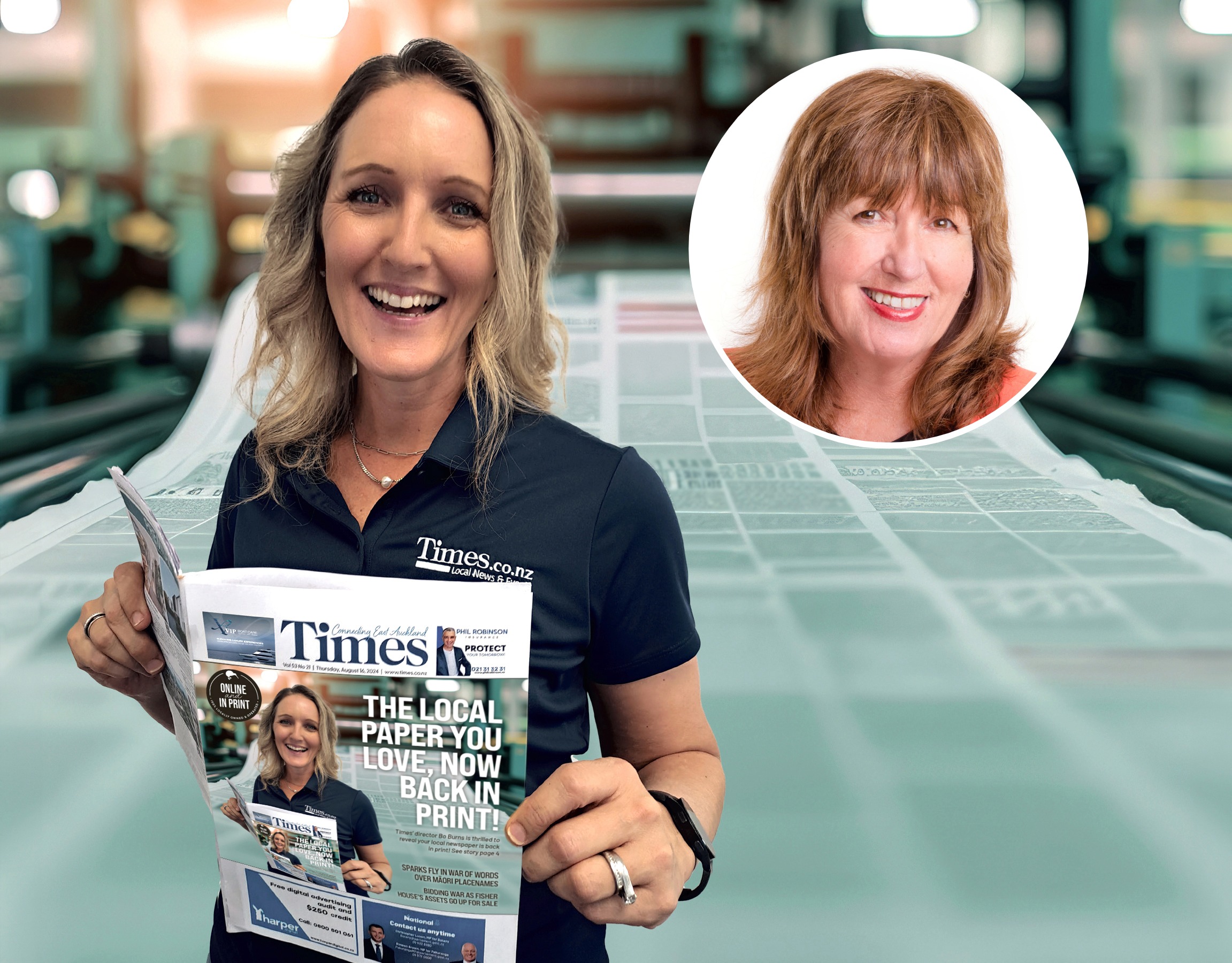 Eastern Times owner and publisher Bo Burns and former councillor Sharon Stewart (inset).