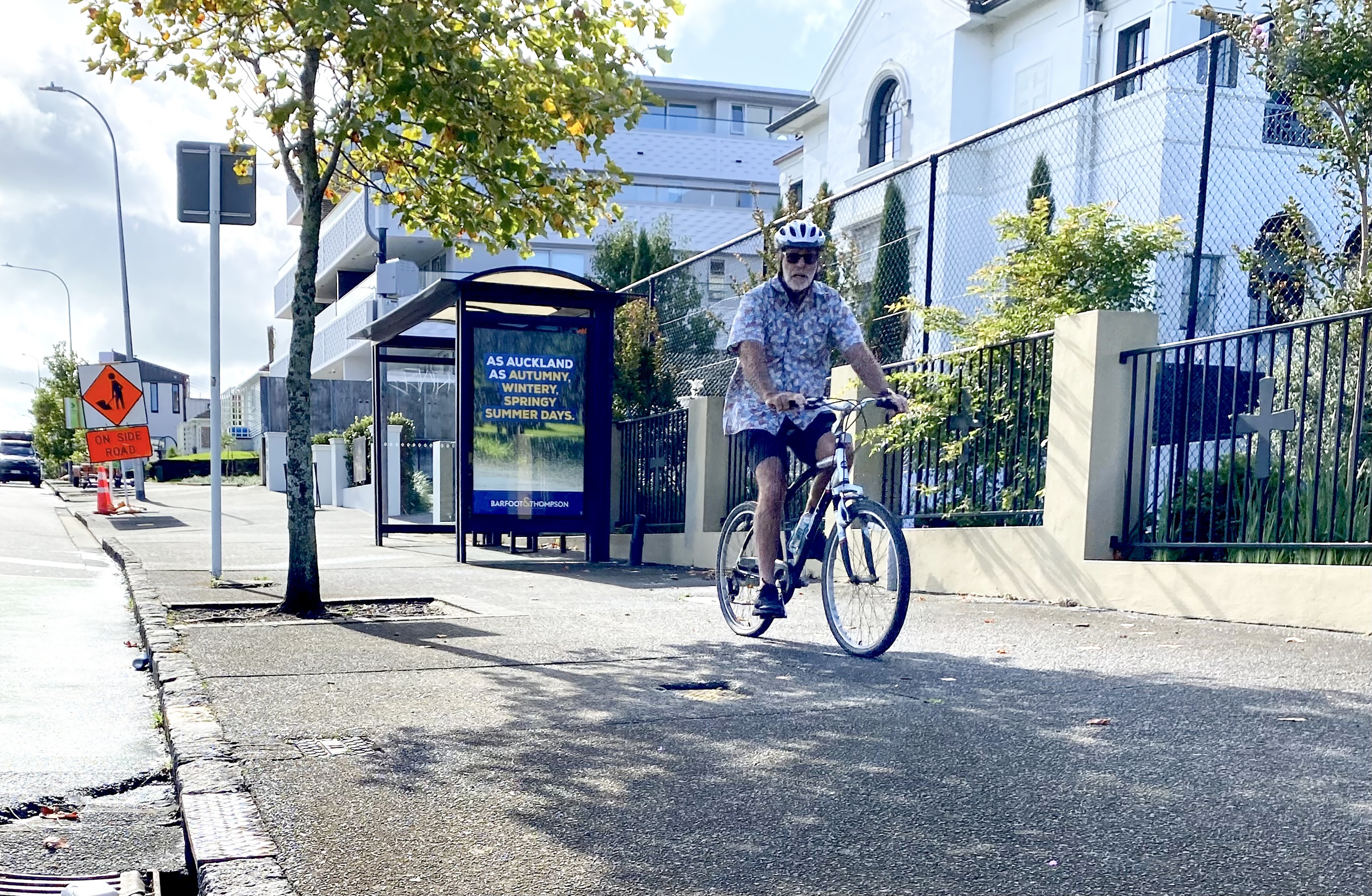 Auckland Mayor Wayne Brown, riding a bicycle, has overseen the appointment of a new Auckland Transport board chairman, Richard Leggat. Photo / Alex Robertson