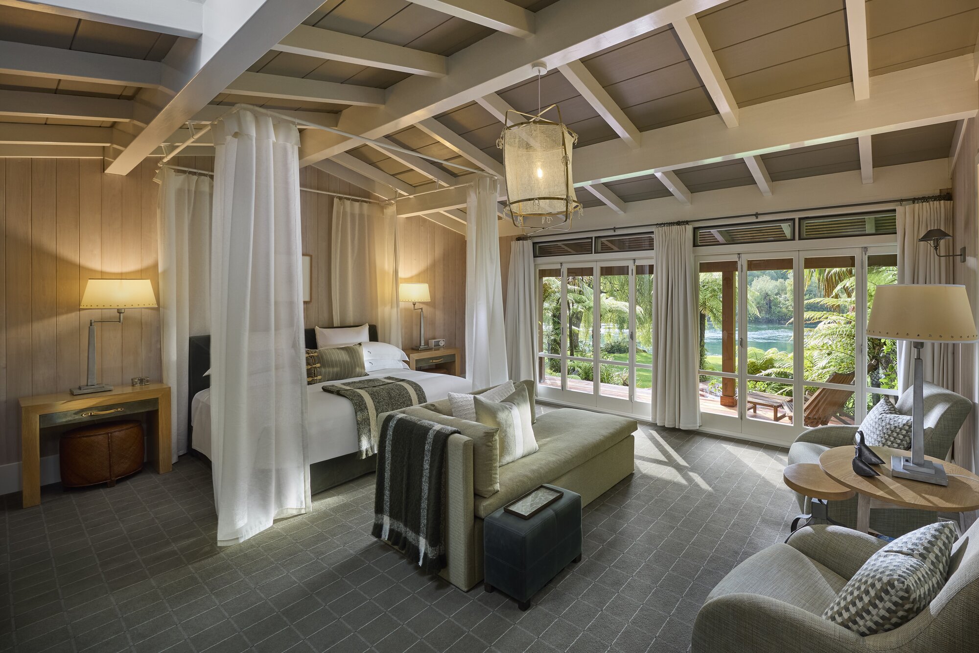 The Lodge Suites are just as guests will remember them, but with fresh updates, like the custom wrought iron canopy. Photo / George Apostolidis