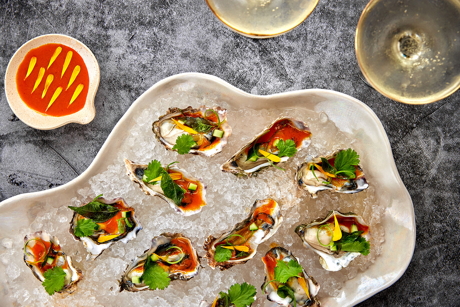This seafood dish enjoys a vibrant kick from a flavourful vinaigrette. Photo / Babiche Martens