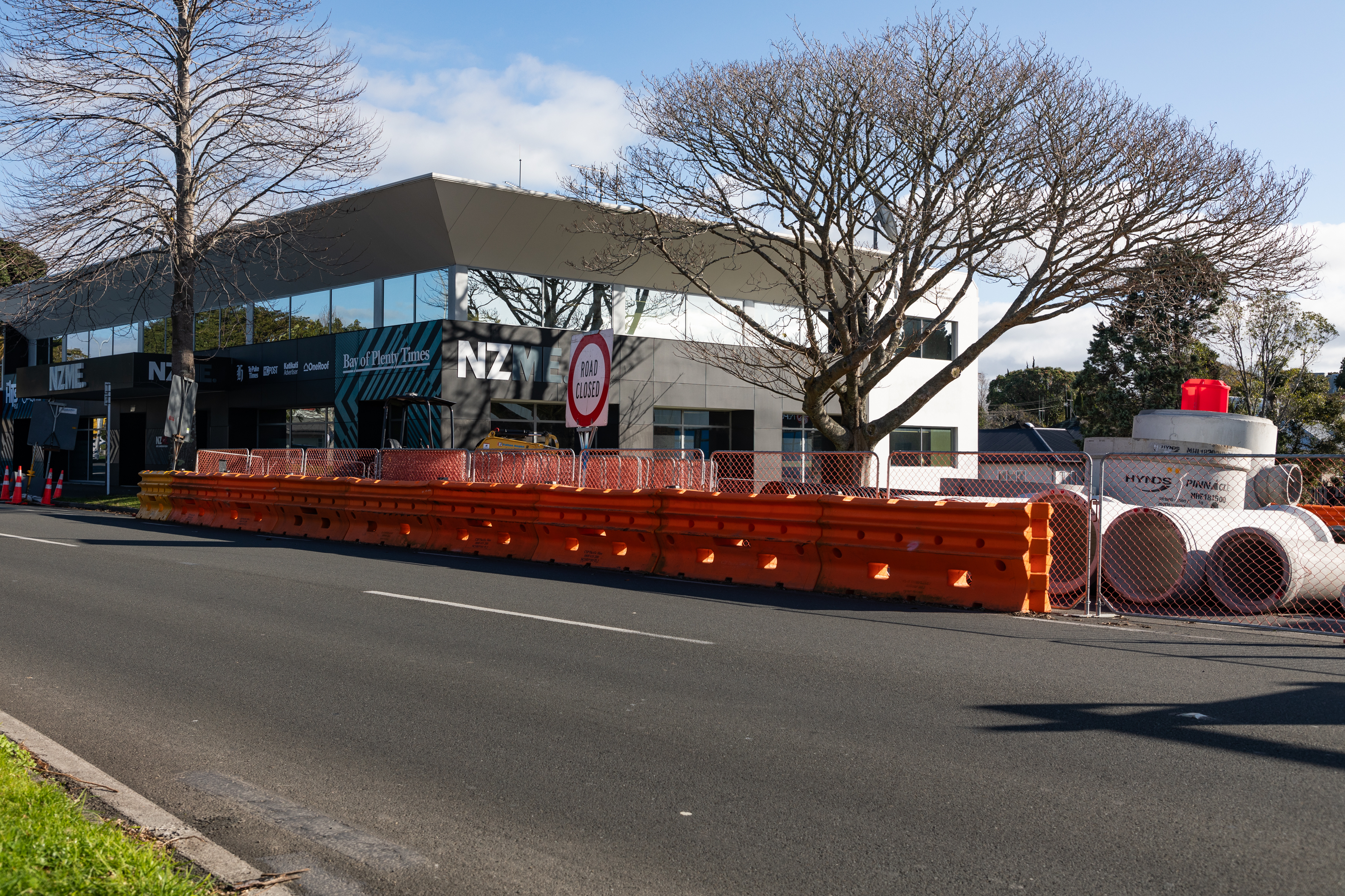 Roadworks on 7th Ave, outside 405 Cameron Rd, where NZME is based. Photo / Alex Cairns