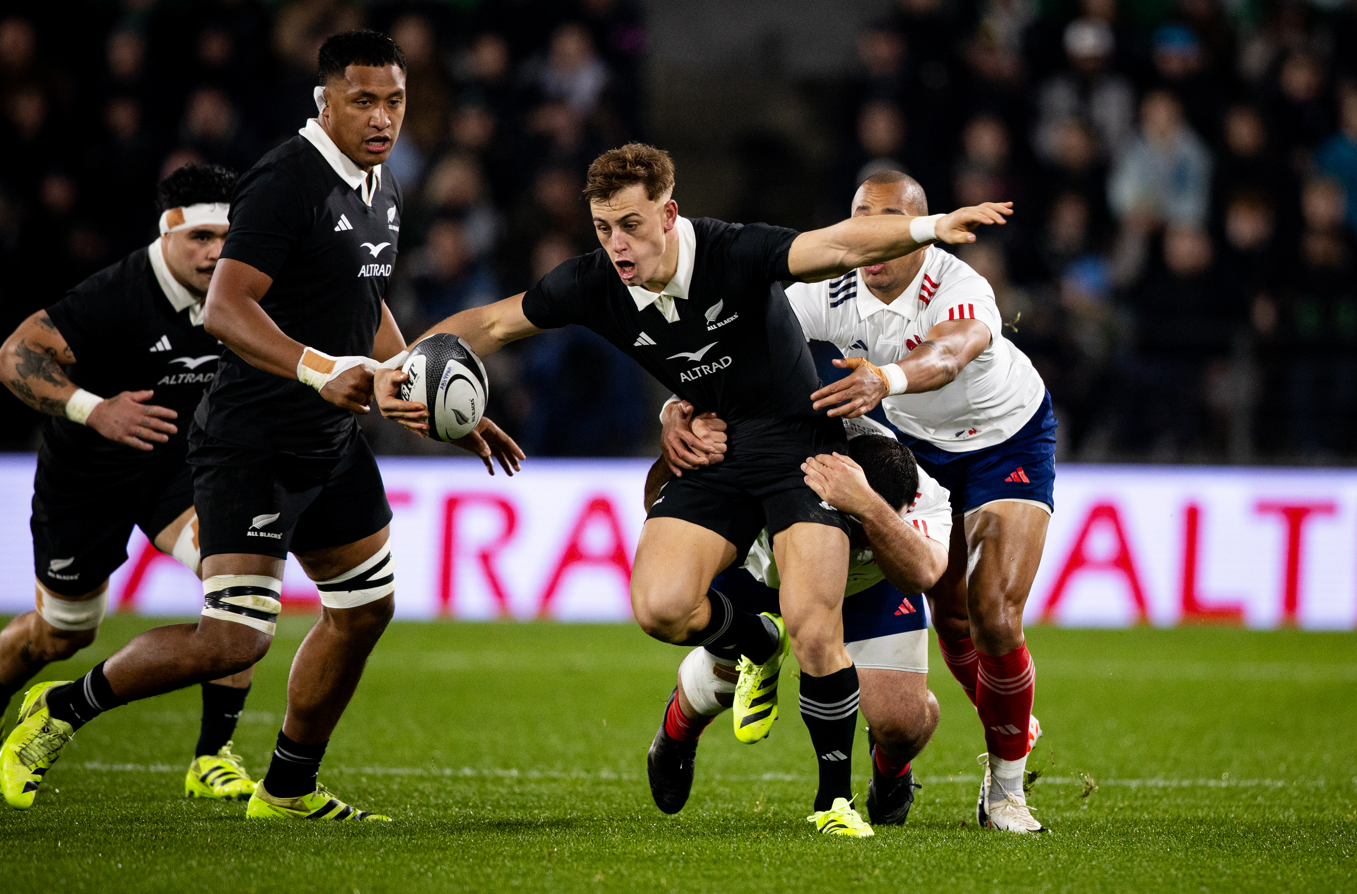 Ruben Love on a run against France in Hamilton. Photo / Dean Purcell
