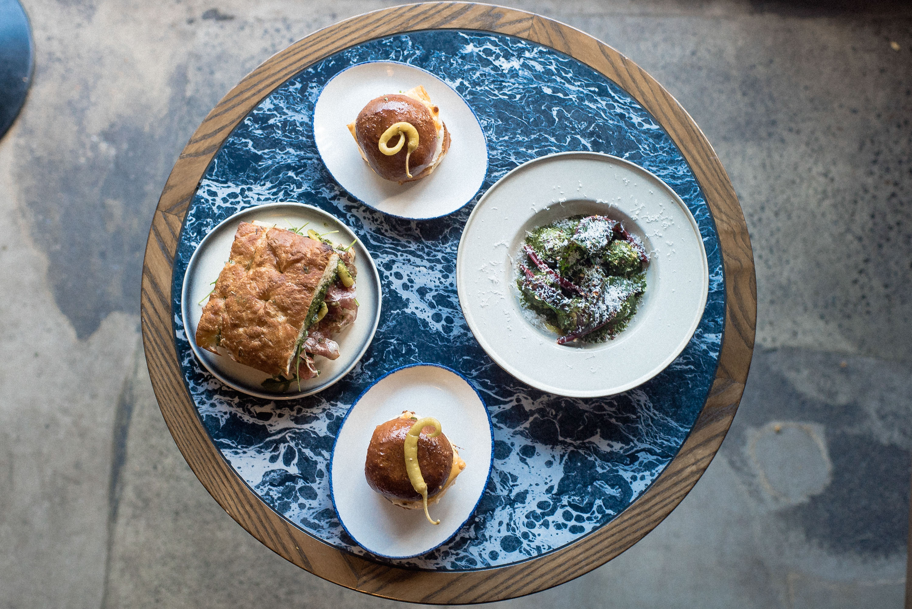 A table of Daphnes’ brunch fare, including the cheese milk bun.