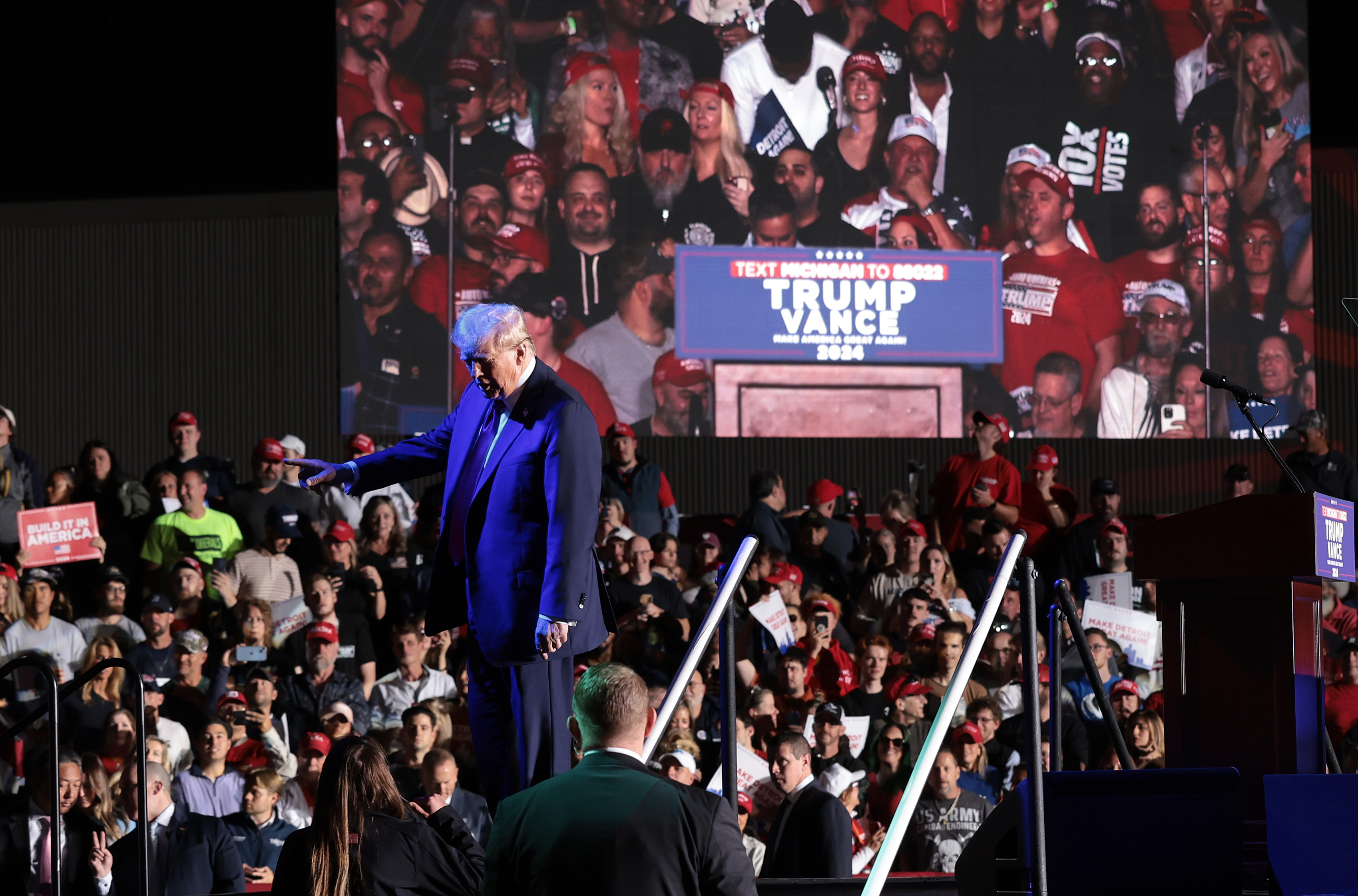 Donald Trump during a campaign rally in Michigan. Photo / Getty Images