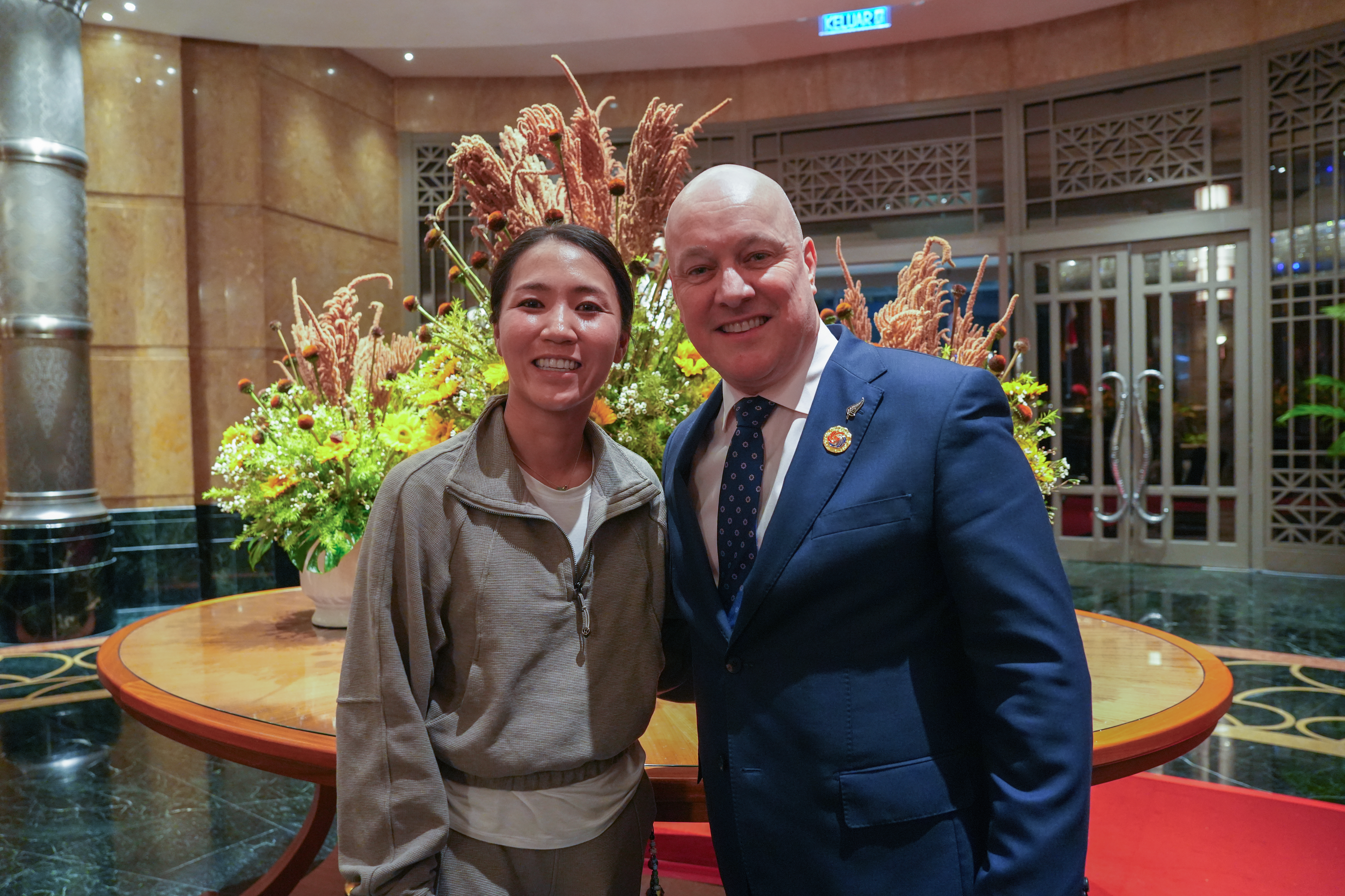 Prime Minister Christopher Luxon ran into golfer Dame Lydia Ko in Malaysia.
