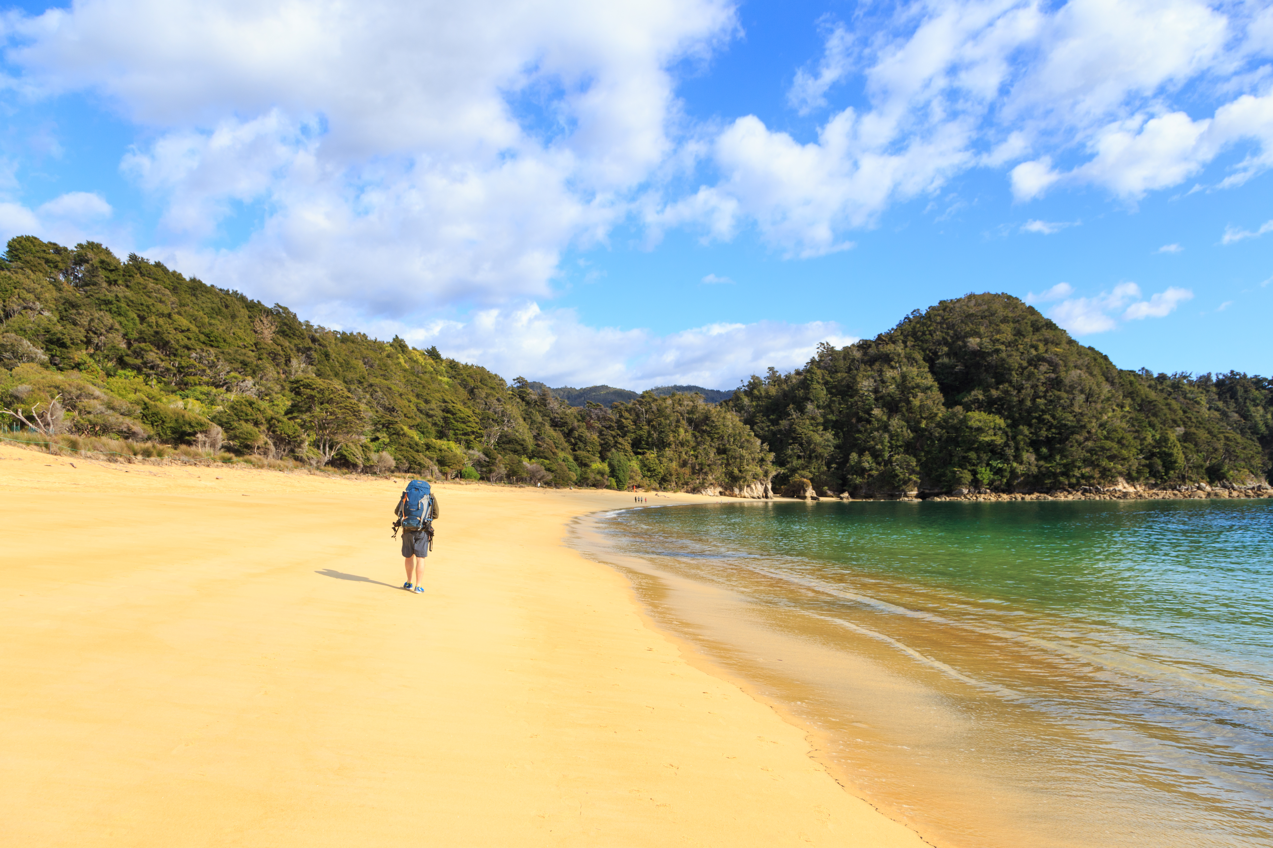 Hiker Walking Along Anchorage in Abel Tasman. Photo / Tamzin Henderson