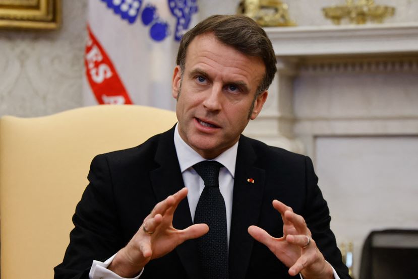 French President Emmanuel Macron speaks during a meeting with US President Donald Trump. Photo / AFP