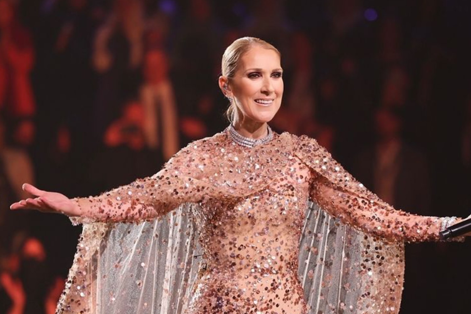 Celine Dion performs at an Elie Saab fashion show in Riyadh. Photo / @ranifawaz