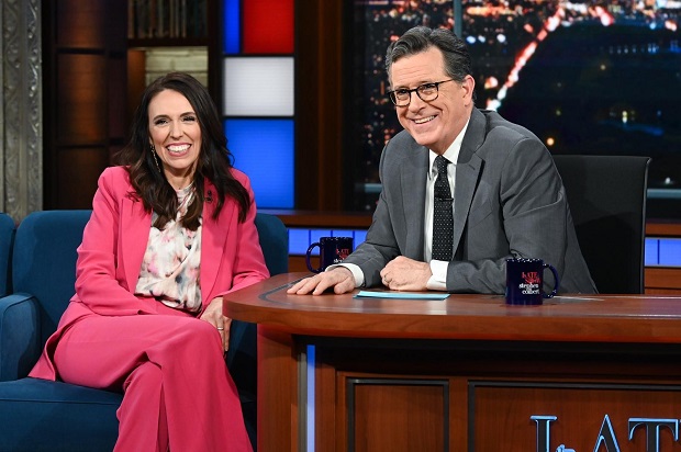 PM Jacinda Ardern 'Tinder liaisons have reopened' quote goes viral on  Stephen Colbert's show - NZ Herald