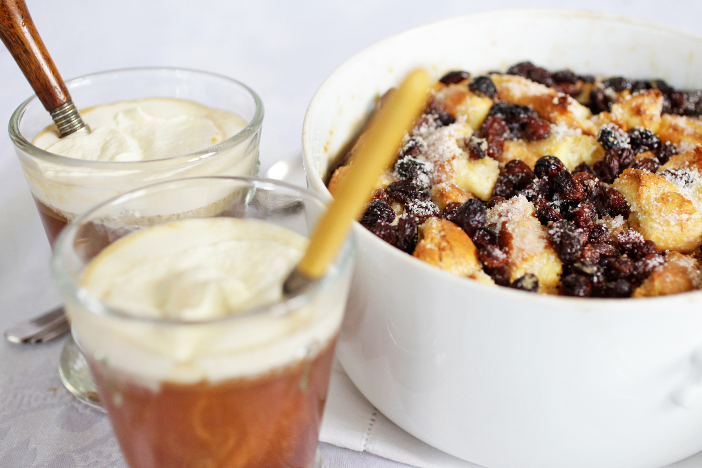 Bread and butter pudding and hot buttered rum go perfectly together. Photo / Michael Craig
