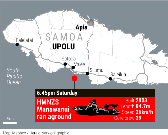 HMNZS Manawanui sank off the Samoan island of Upolu.