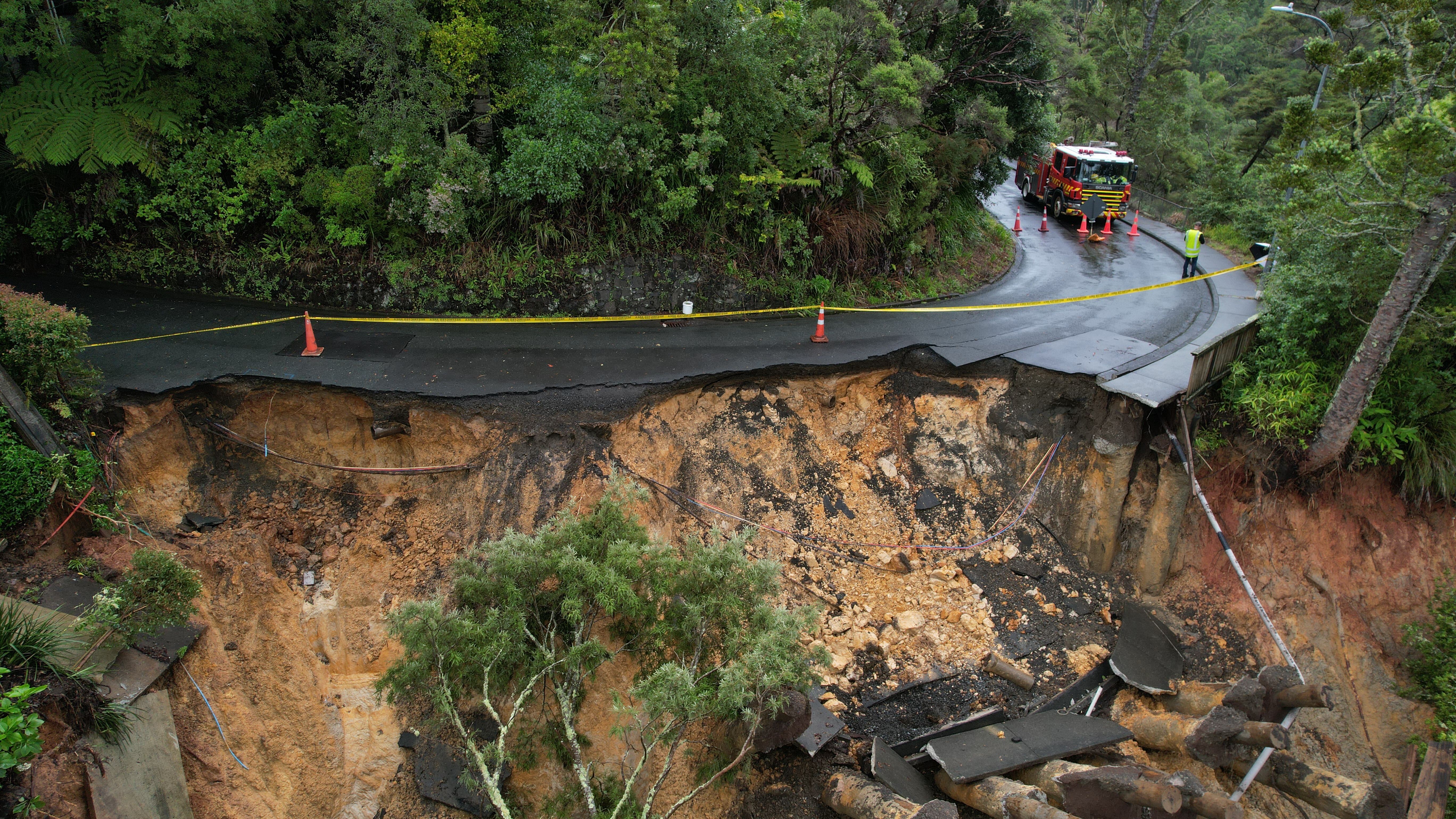 A major slip on Paturoa Rd at Titirangi Beach in Auckland. Photo / Brett Phibbs