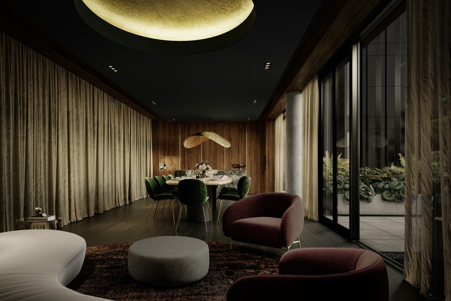 The private dining room at One Saint Stephens, new apartments beside the cathedral in Parnell.