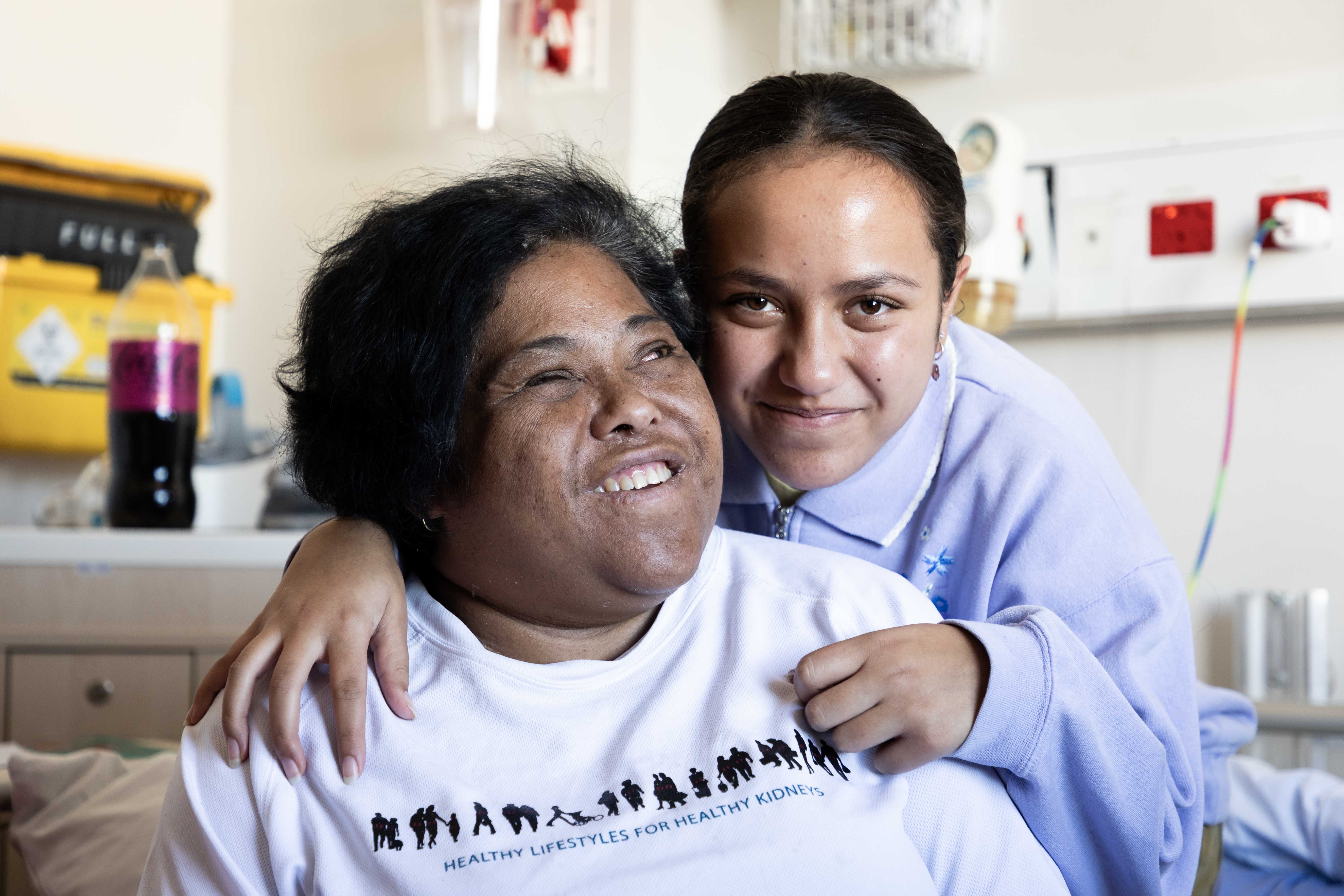 Diabetic amputee Geri (Geraldine) Stantiall, pictured with her daughter in Tauranga Hospital. Photo / Alex Cairns