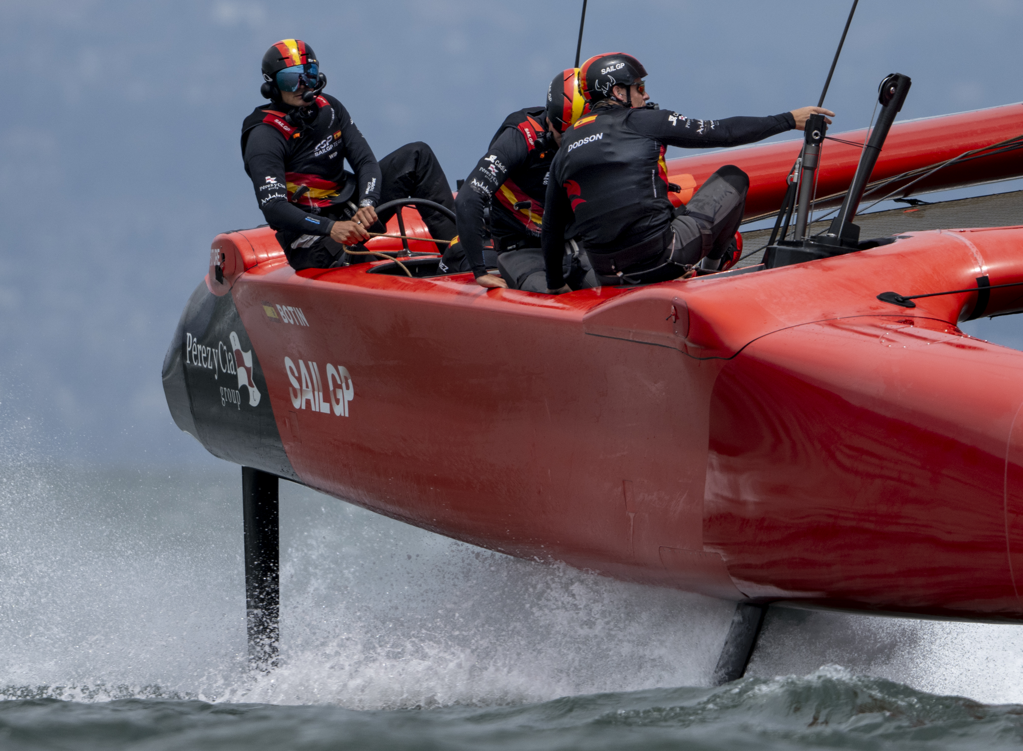 Stewart Dodson (right) helped power the Spanish SailGP Team to the season four title in San Francisco. Photo / Ricardo Pinto, SailGP