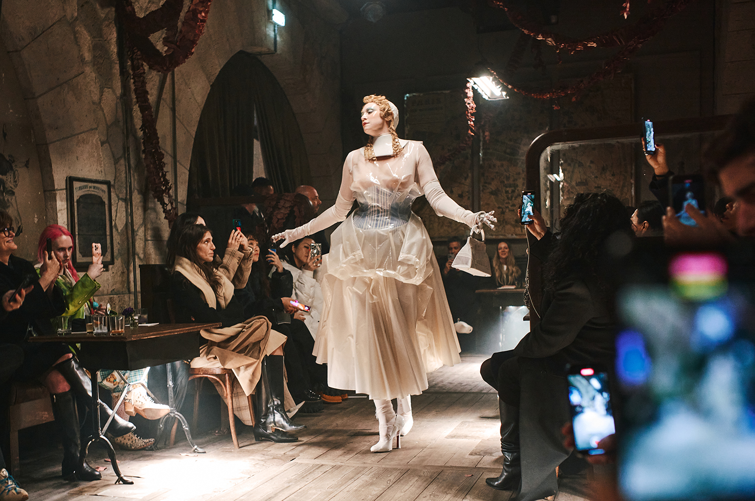 Actor Gwendoline Christie closes the Maison Margiela haute couture show in Paris, dressed like a porcelain doll. Photo / Simbarashe Cha, The New York Times