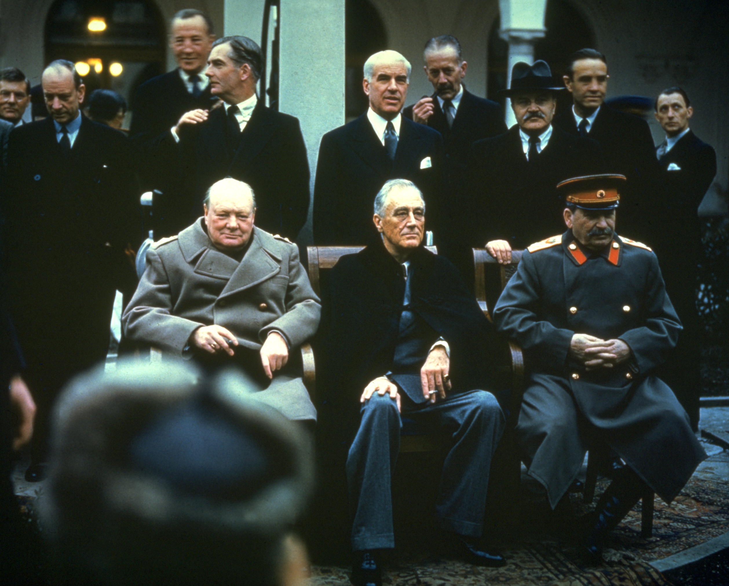 Winston Churchill, Franklin Delano Roosevelt and Joseph Stalin at the Yalta Conference, February 1945. By wars end, all there leaders looked as though they had aged significantly. Photo / Getty