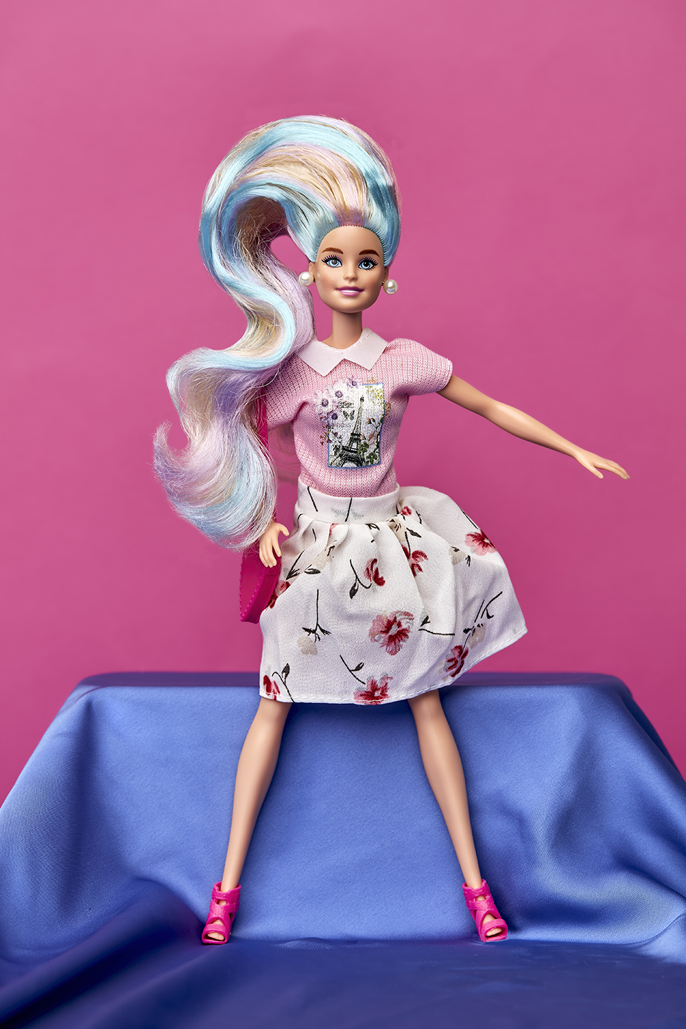 Pink is the hook on which a million products have been introduced. Photo / Babiche Martens. Hair / Lauren Gunn from Colleen