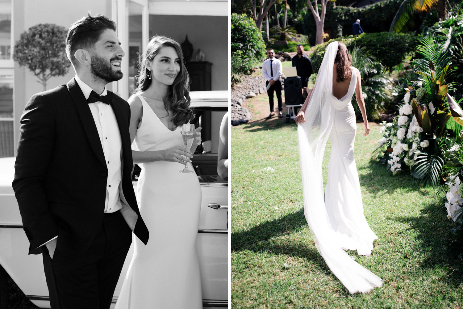 Amanda's dress was from Raffaele Ciuca Bridal and Joseph's suit was from Working Style. Photo / Andrew Hewson