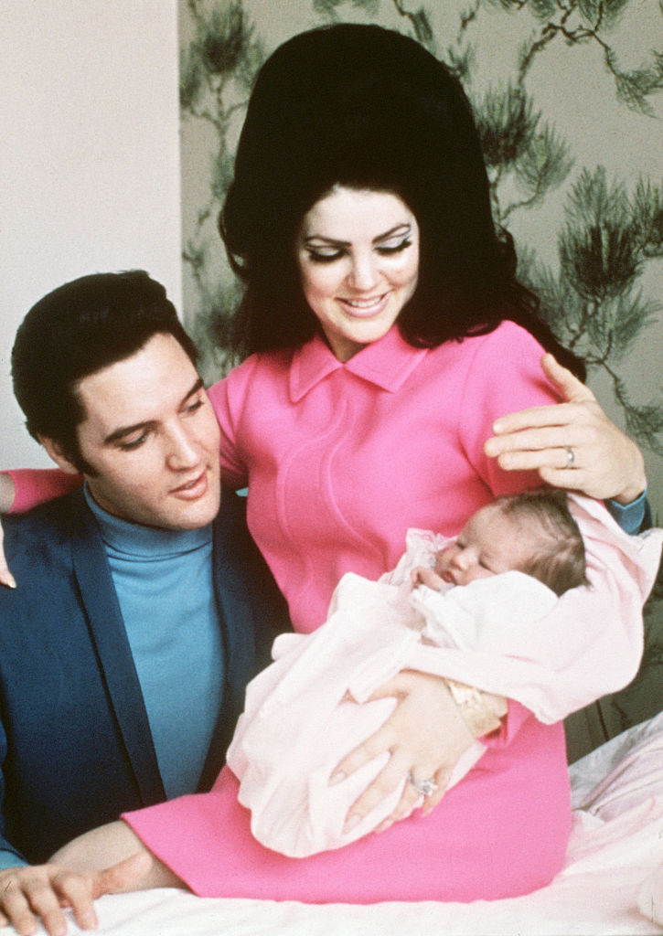 Elvis Presley and wife Priscilla with newborn Lisa Marie in February 1968. Photo / Getty Images