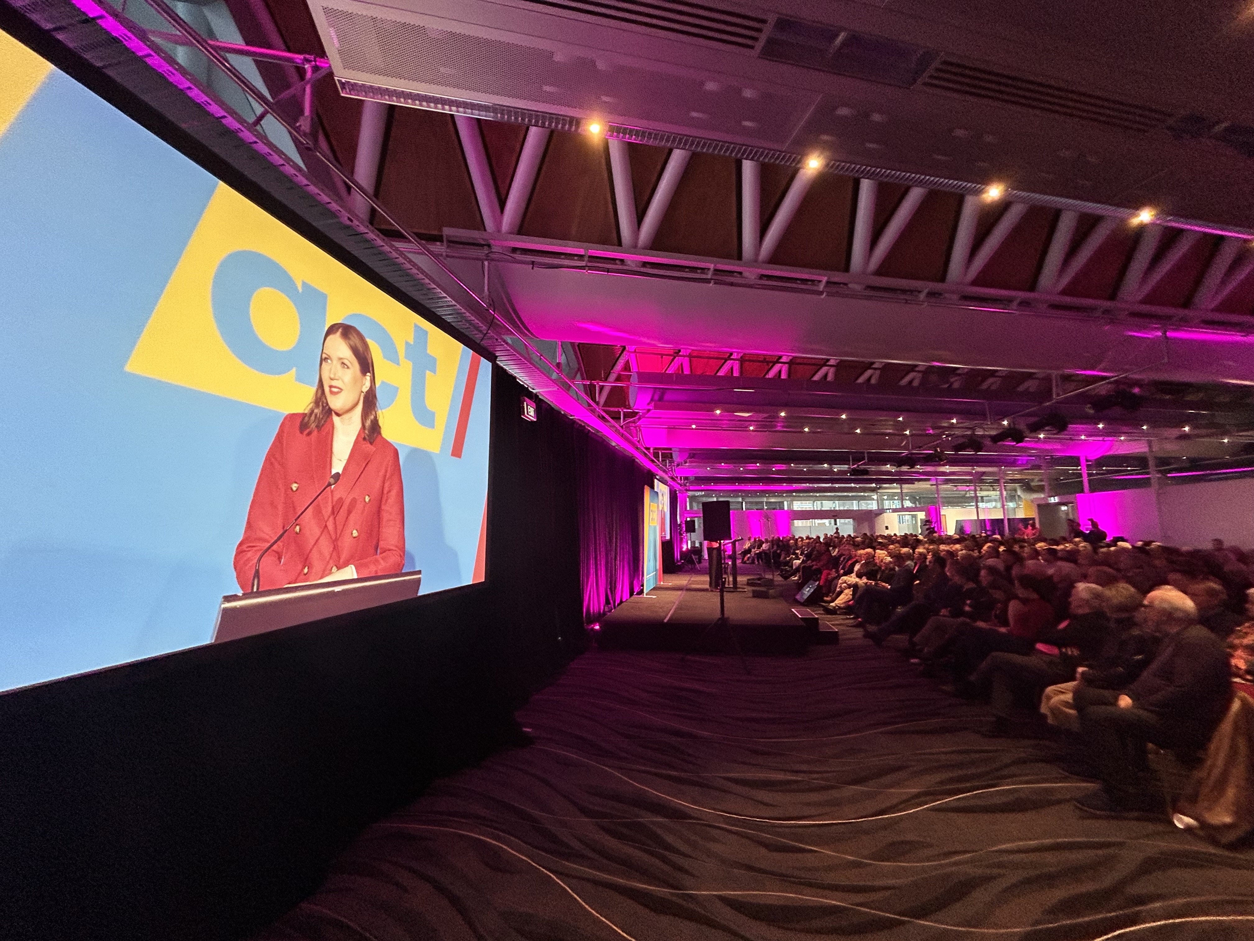Act deputy leader and Cabinet minister Brooke van Velden addresses the crowd at the rally. Photo / Adam Pearse