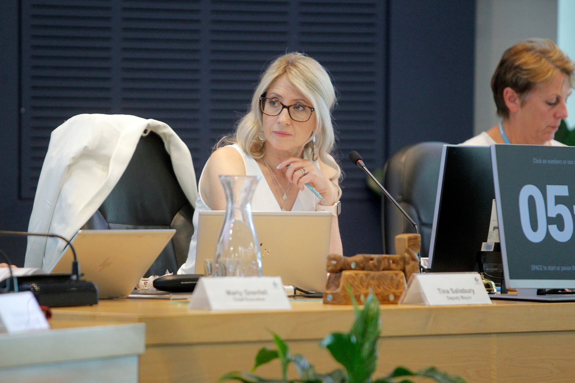 Tina Salisbury at a December 2020 council meeting. Photo / George Novak
