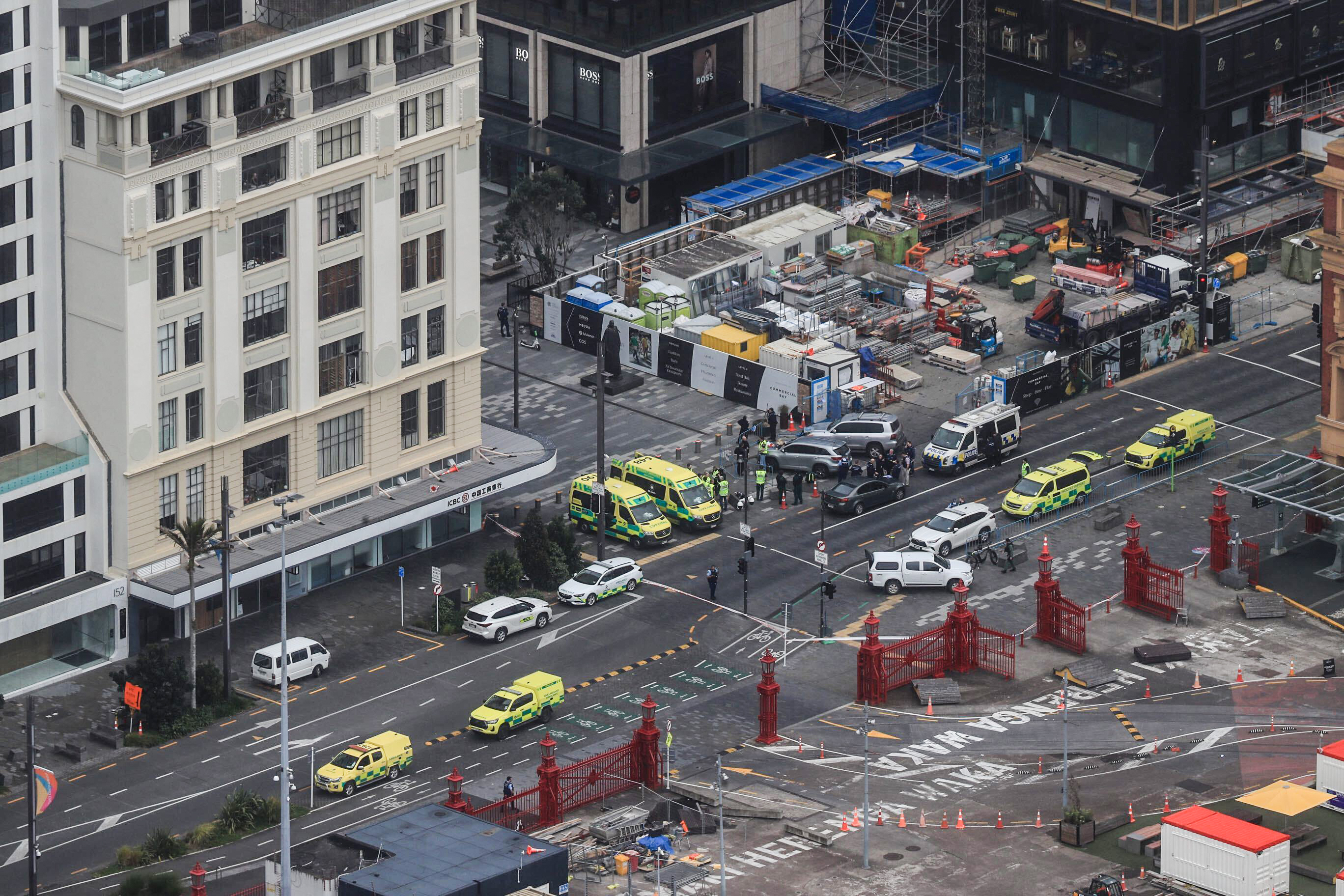 Police and emergency services on the scene of the shooting in Downtown Auckland last year. Photo / Hayden Woodward 
