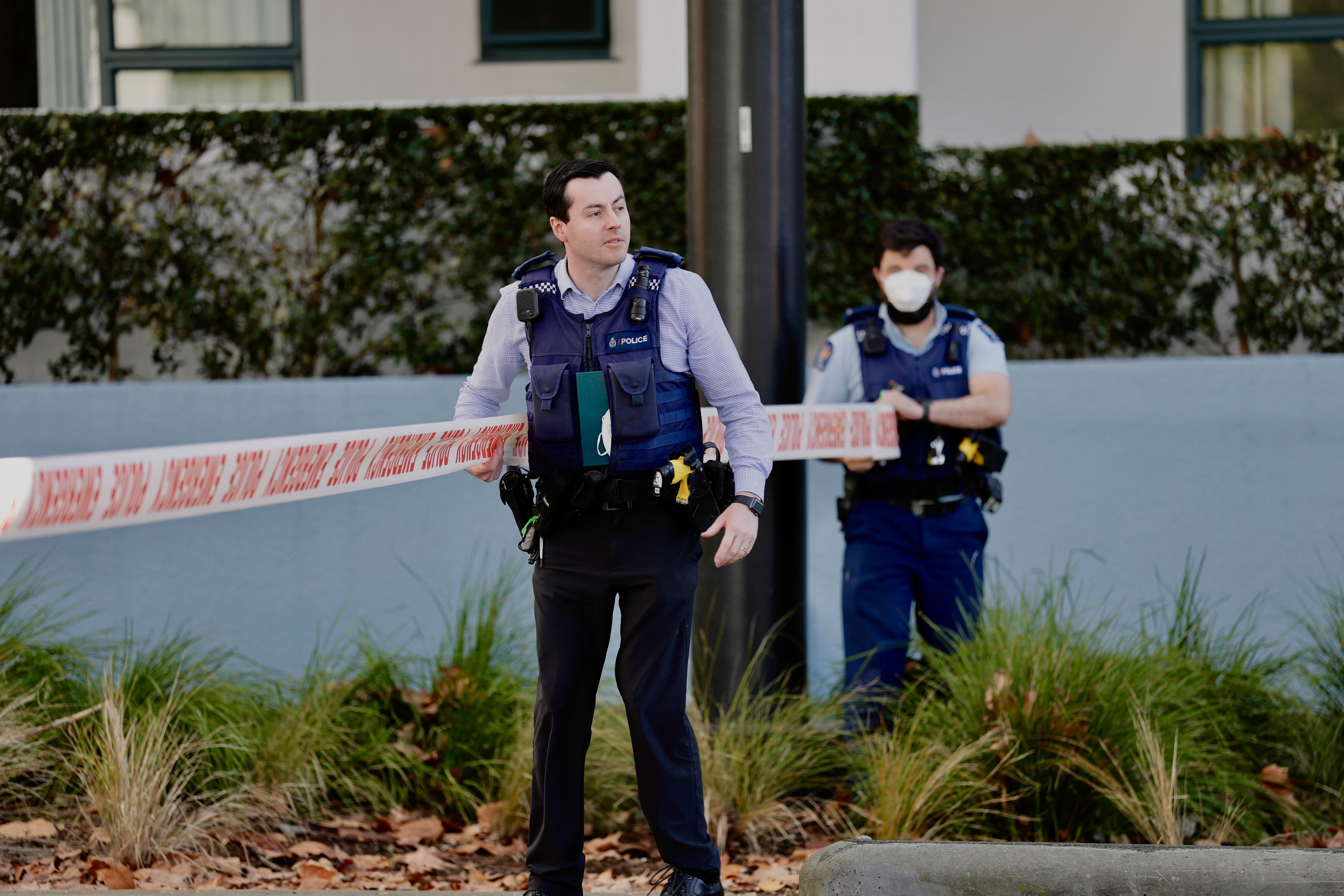 Police at the scene of the New World, Victoria Park fire. Photo / Dean Purcell