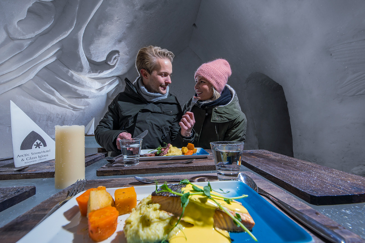 Snowman World Ice Restaurant in Finland is an ice restaurant and bar located directly on the Arctic Circle. Photo / Snowman World Ice Restaurant