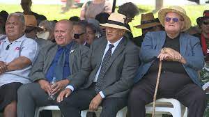 Sir Selwyn (far right) with Iwi leaders at Te Matatini Powhiri. Photo / Te Ao with Moana