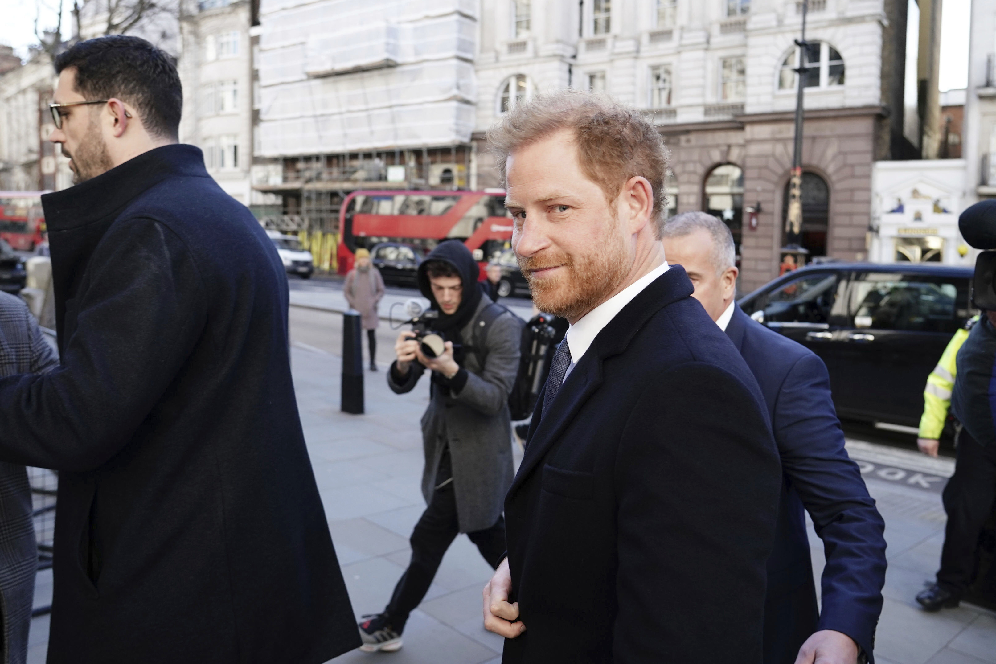Prince Harry at the Royal Courts Of Justice, in London. Photo / AP
