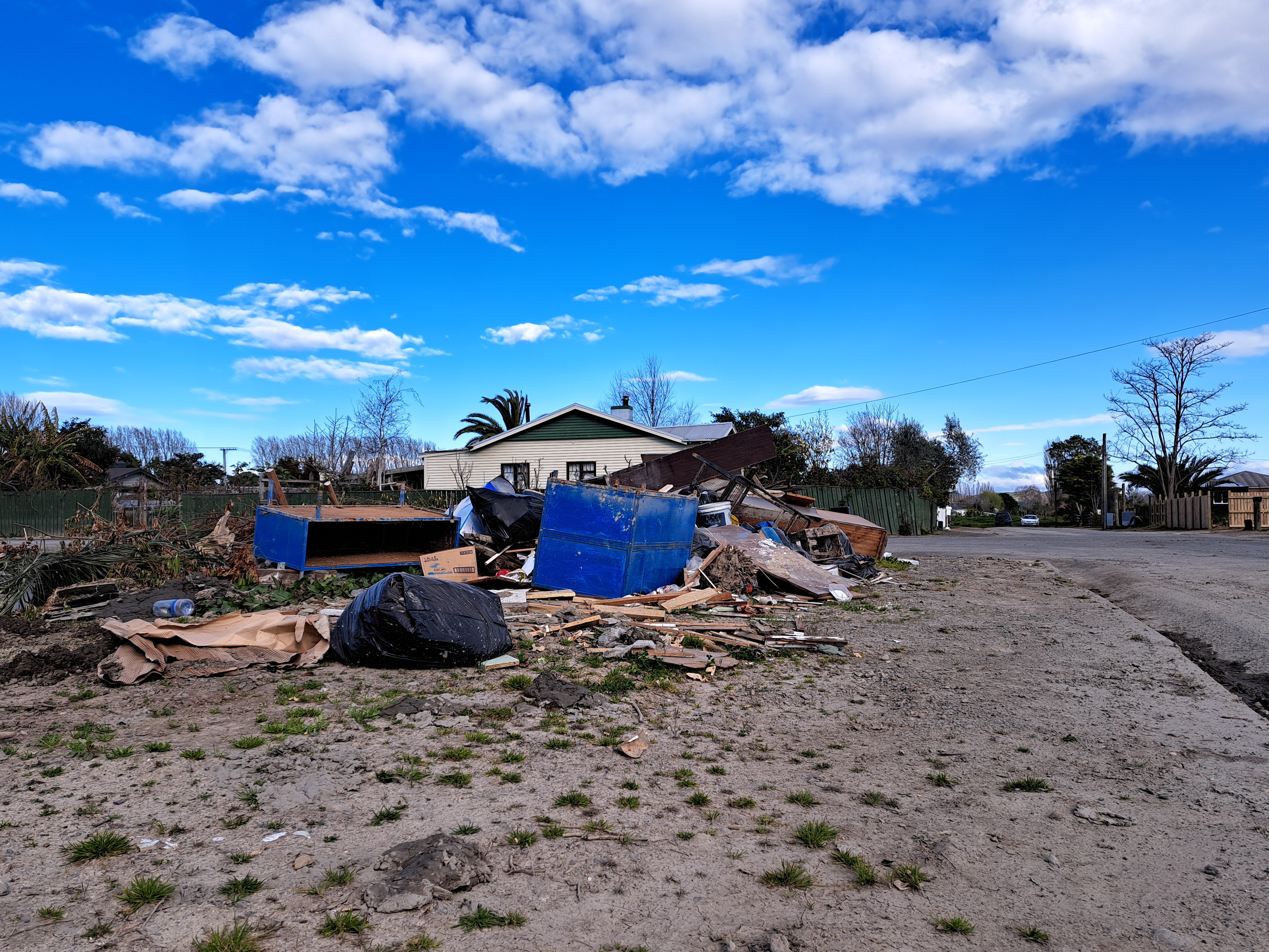 A pile of ruined household items as the Cyclone Gabrielle clean-up continues in North Clyde. Photo / Neil Reid