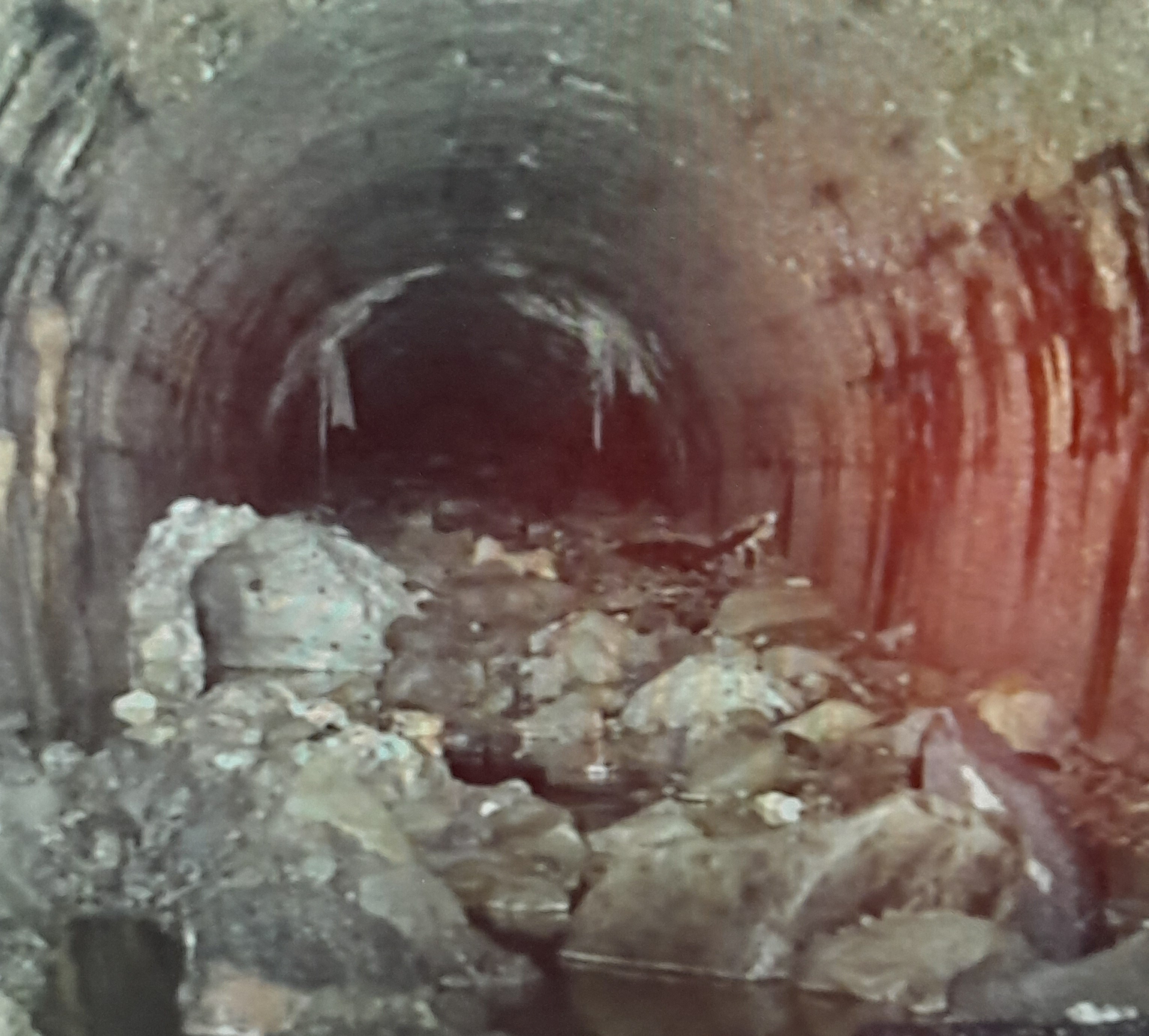 A photograph from inside blocked sewer line beneath St Georges Bay Rd in Auckland's Parnell. Photo / Watercare