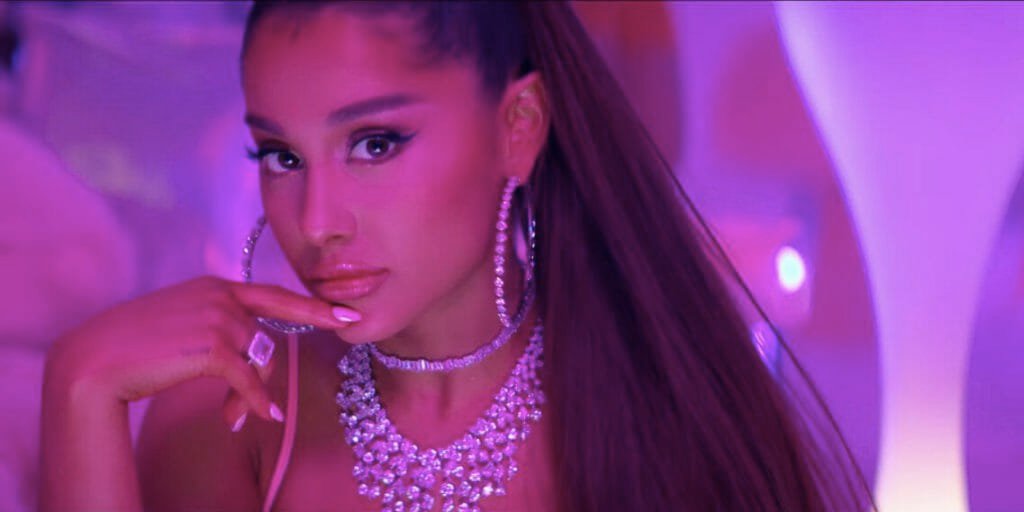 Ariana Grande in her clip for 7 Rings, her new single which faces accusations of plagiarism. 