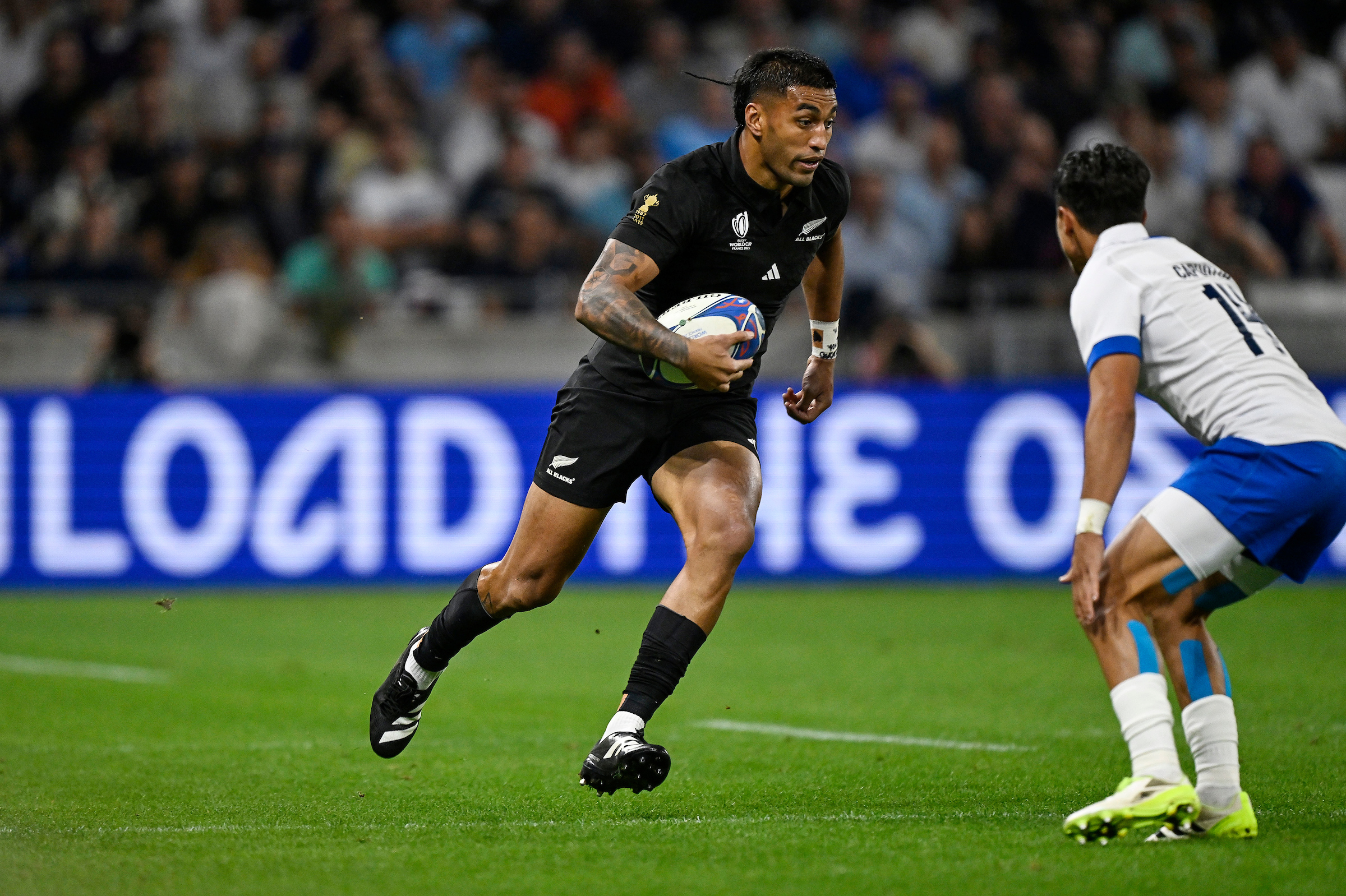 Rieko Ioane returns to the wing this week for the All Blacks. Photo / Photosport