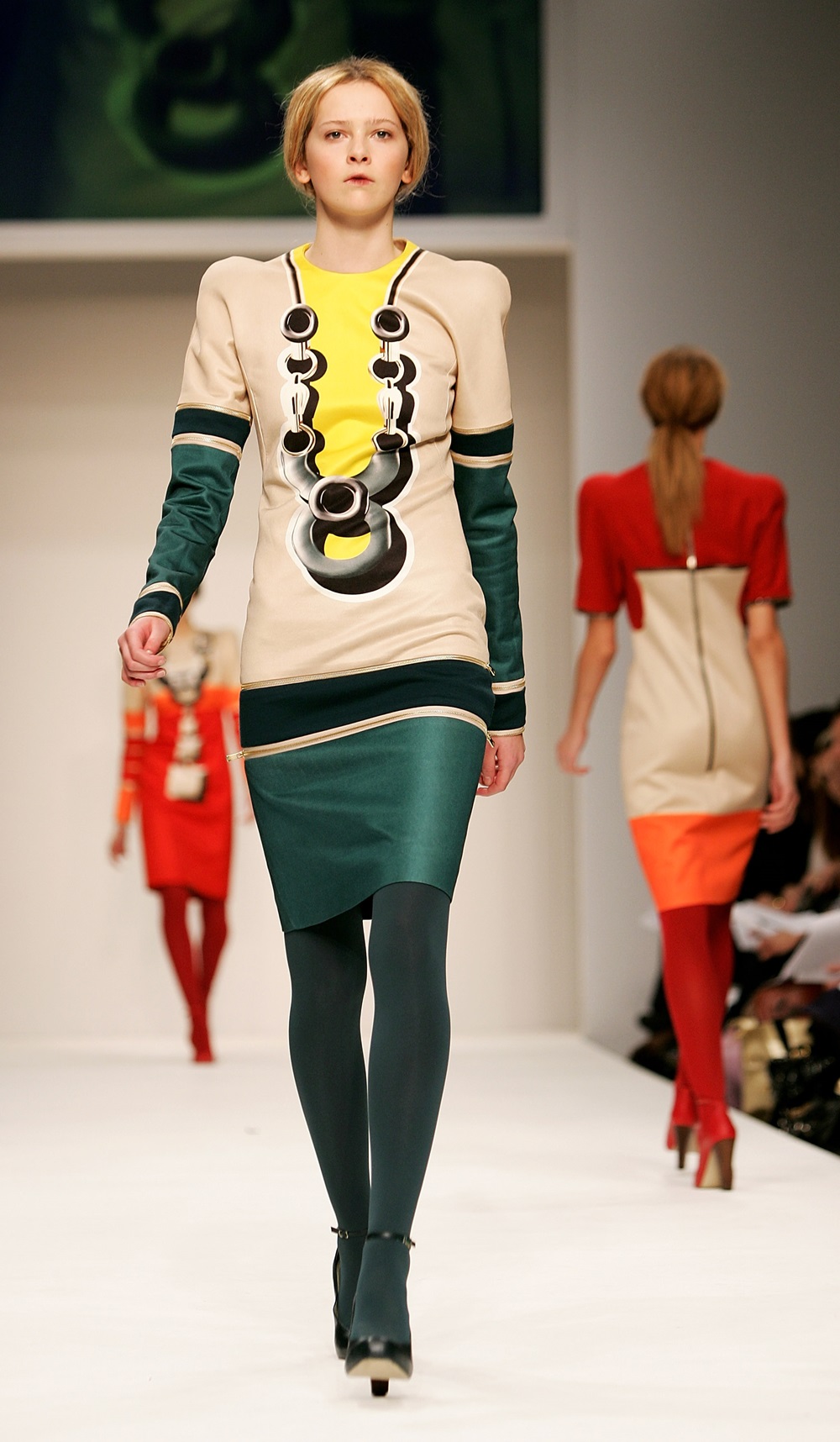 A look from Mary Katrantzou's seminal Central Saint Martins MA 2008 fashion show during London Fashion week. Photo / Getty Images