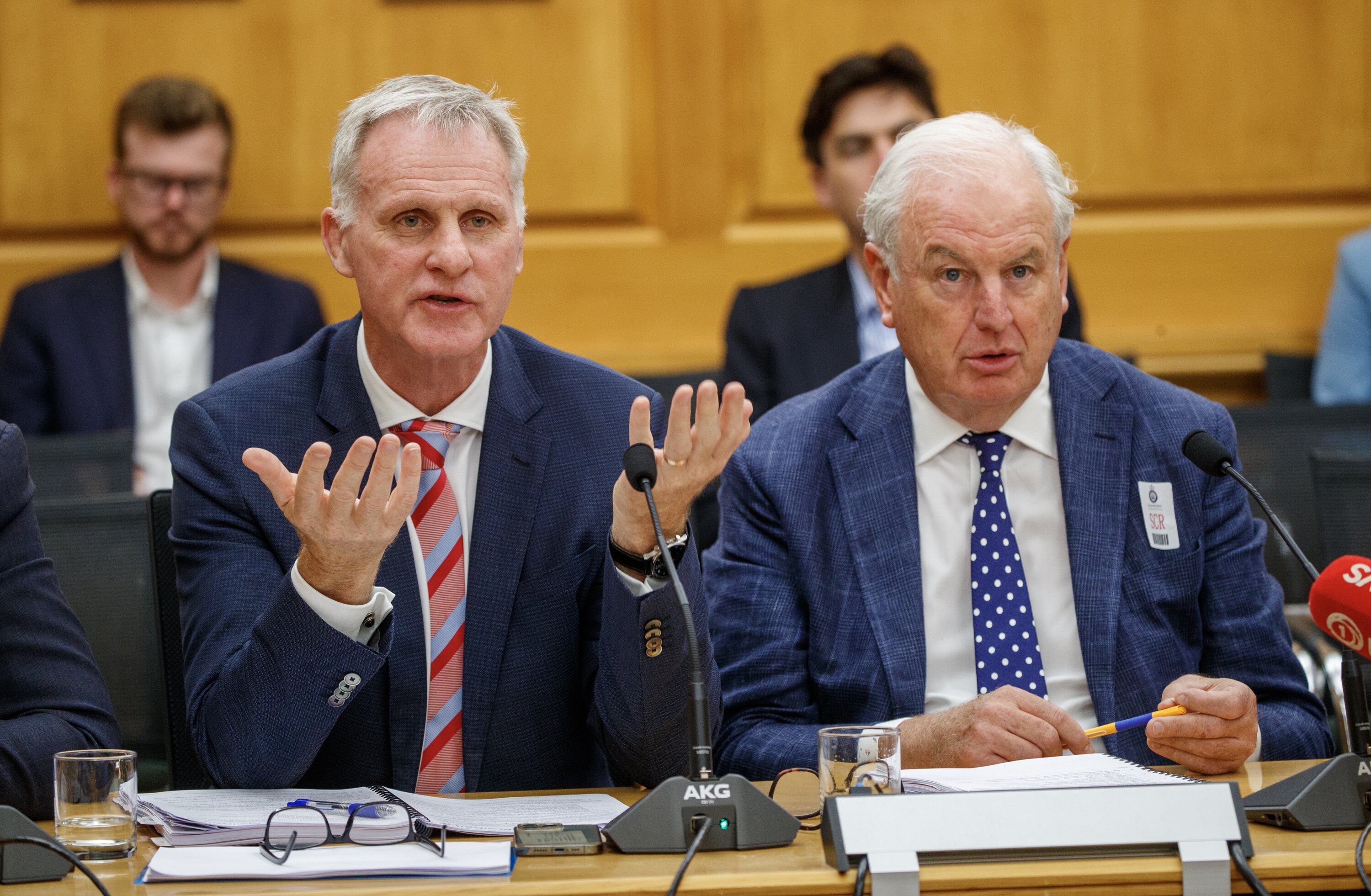 KiwiRail chief executive Peter Reidy (left) and chairman David McLean. Photo / Mark Mitchell