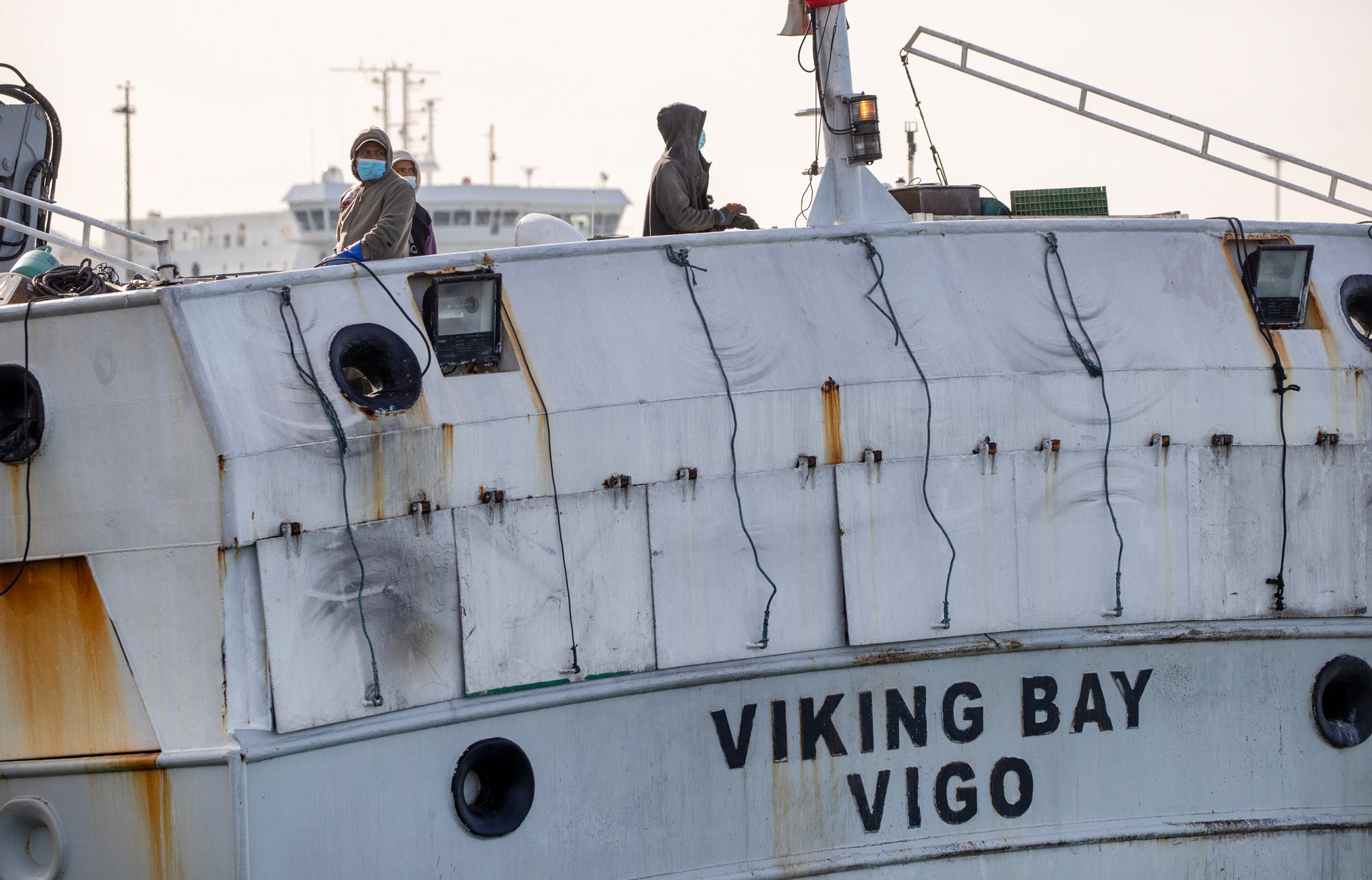 Fifteen crew members onboard The Viking Bay fishing vessel have tested positive for Covid-19 and been moved to 
 a quarantine facility in Wellington. Photo / Mark Mitchel