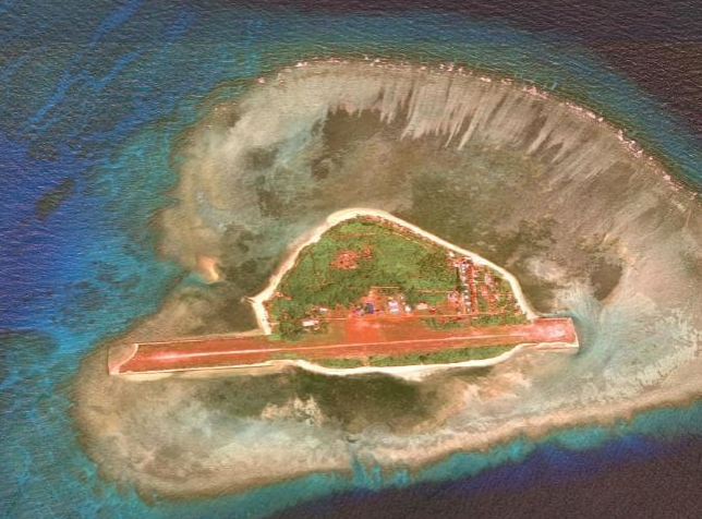 Thitu island. Efforts by the Philippines to upgrade its facilities here has been met by a swarm of 'militia' fishing boats sent by Beijing. Photo / File