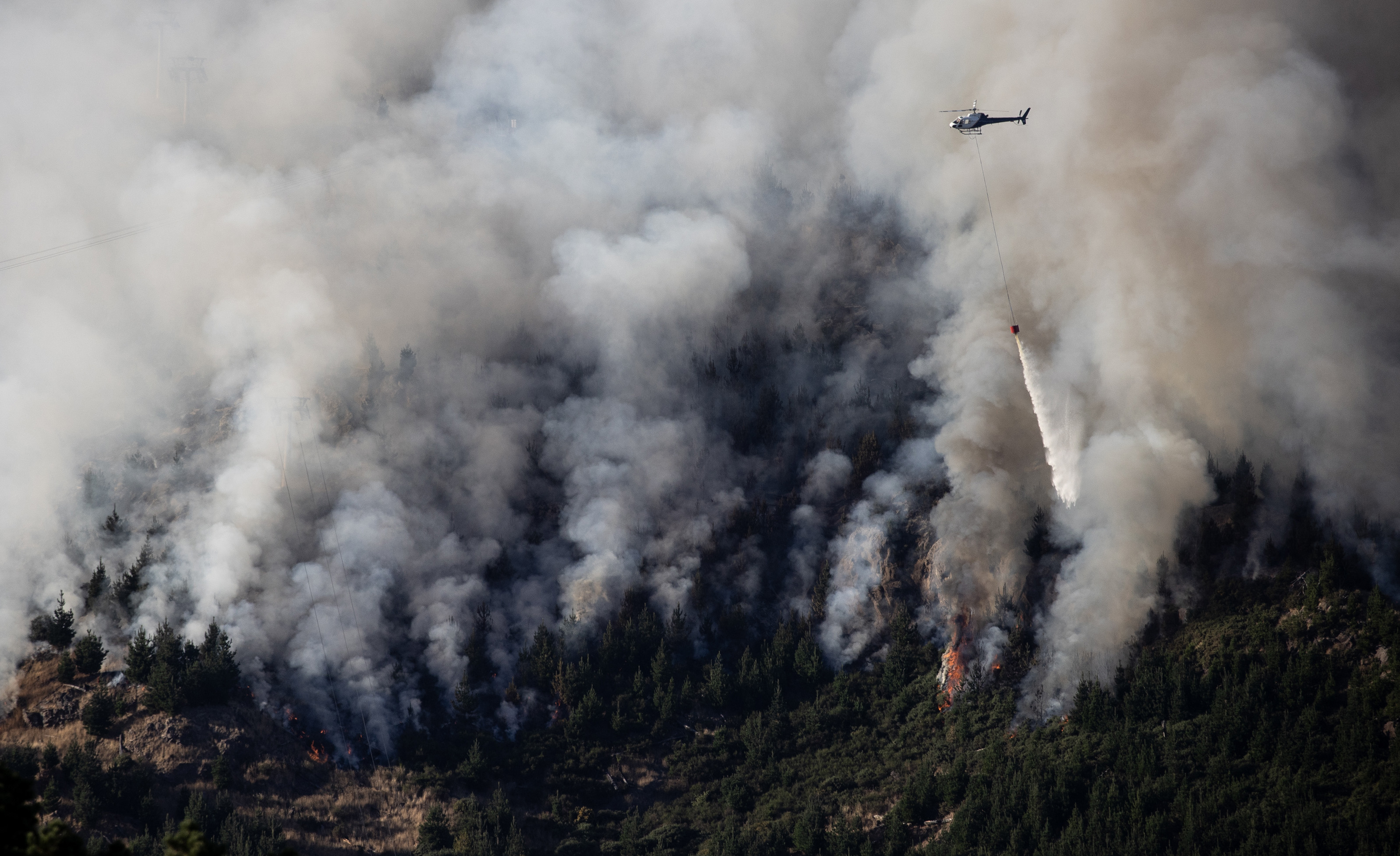 The Port Hills fire burned into the Christchurch Adventure Park on Thursday morning. Photo / George Heard