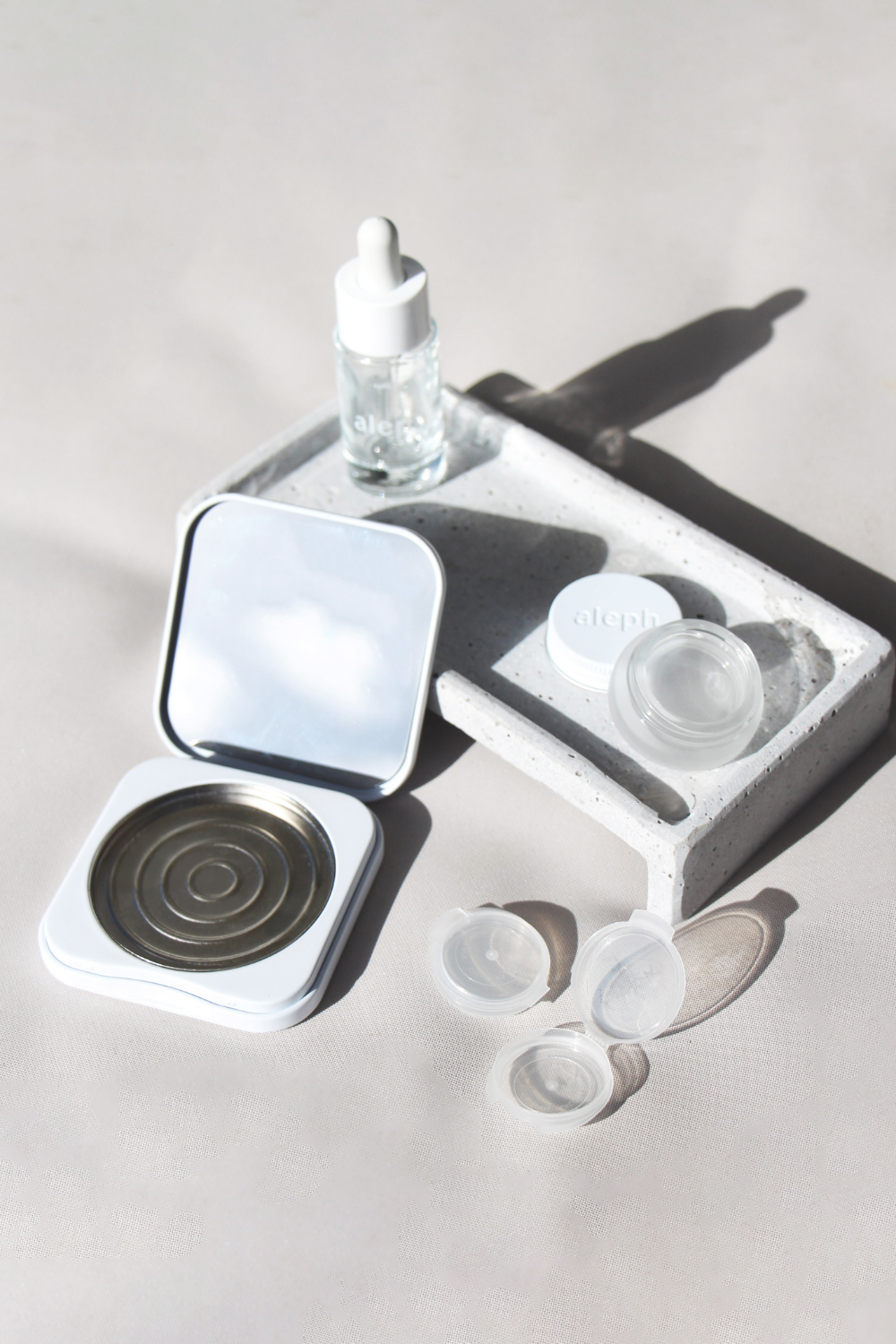 Packaging able to be recycled via Re.Aleph includes the packaging from some of the brand's most popular products — including its Prep/Finish Powder. Photo / Supplied 
