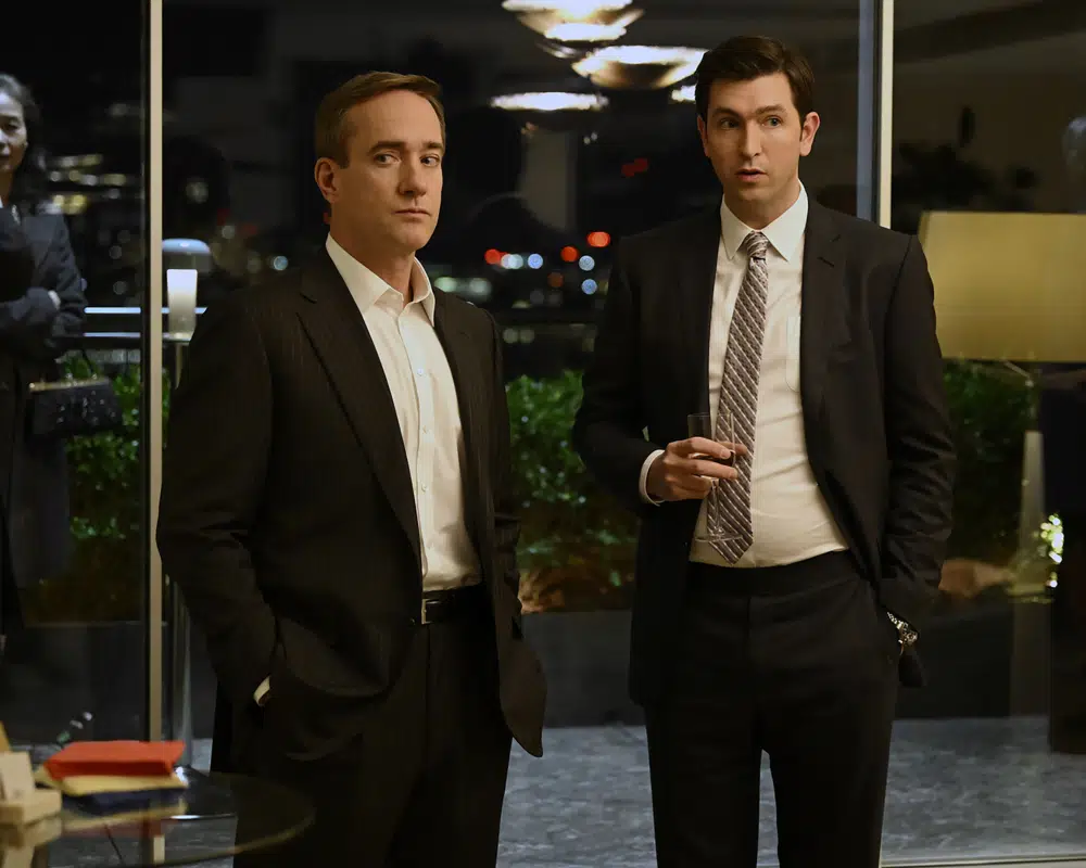 Matthew Macfadyen as Tom Wambsgans, left, and Nicholas Braun as Greg Hirsch. Photo / HBO via AP