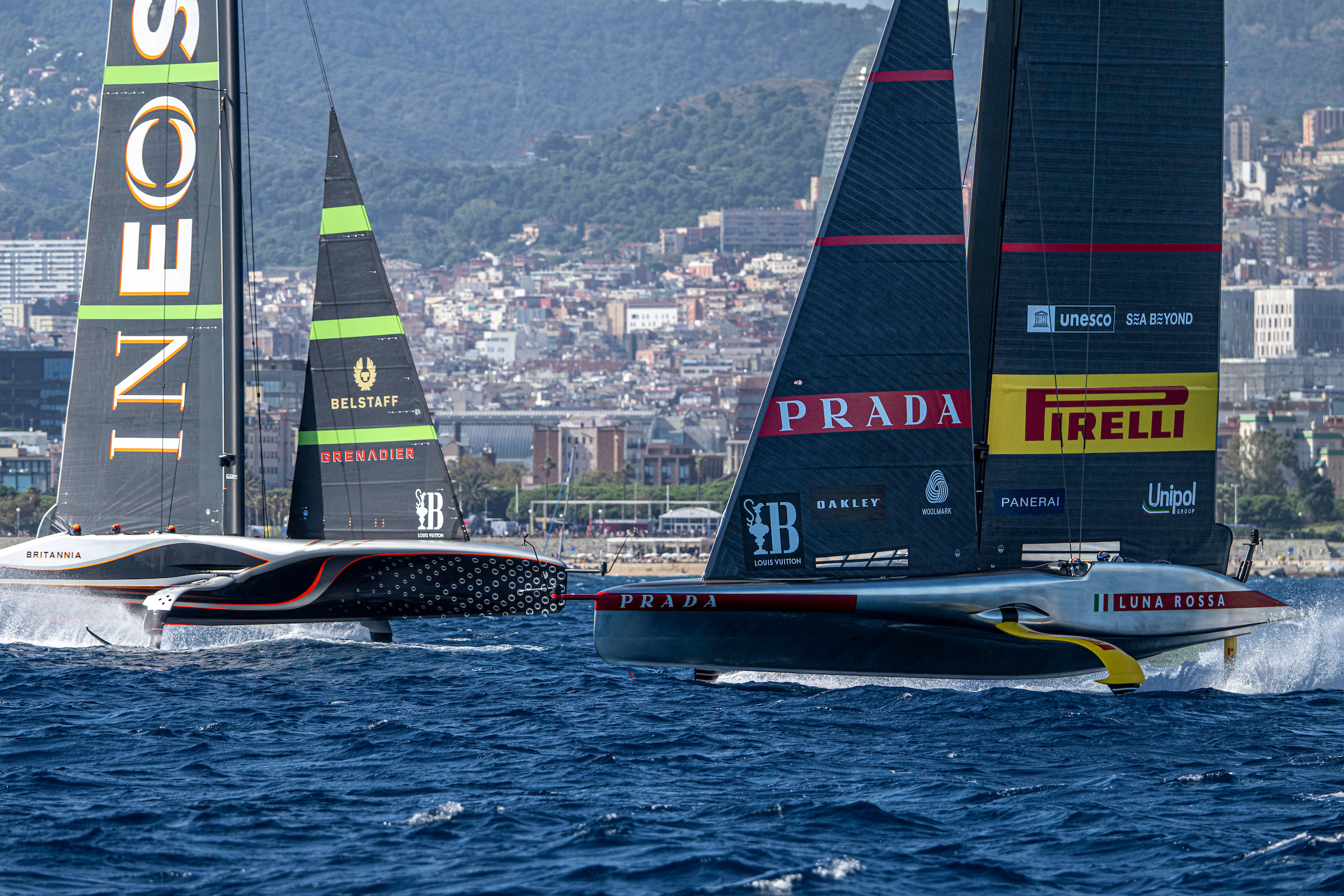 Ineos Britannia and Luna Rossa Prada Pirelli remain level after six races in the Louis Vuitton Cup final. Photo / Ricardo Pinto, America's Cup