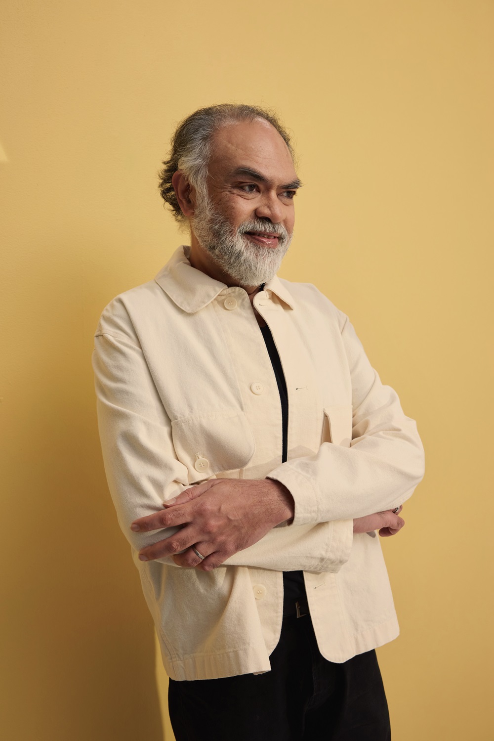 “It’s the first time that we know of that a show is genuinely highlighting the Muslim diaspora in New Zealand, and I think there’s such a need for people to understand each other,” says Mustaq. He wears a Thom Morison jacket. Photo / Matt Hurley