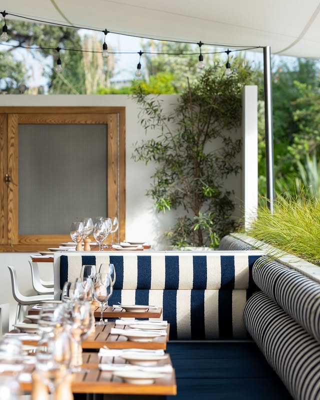 The outdoor dining booth at First Mates, Last Laugh.