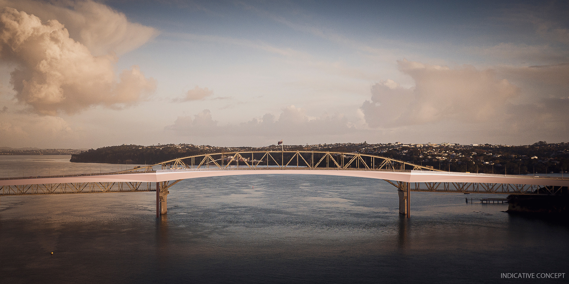 The new bridge across the Waitematā Harbour will not carry buses or other vehicles. Picture / Supplied