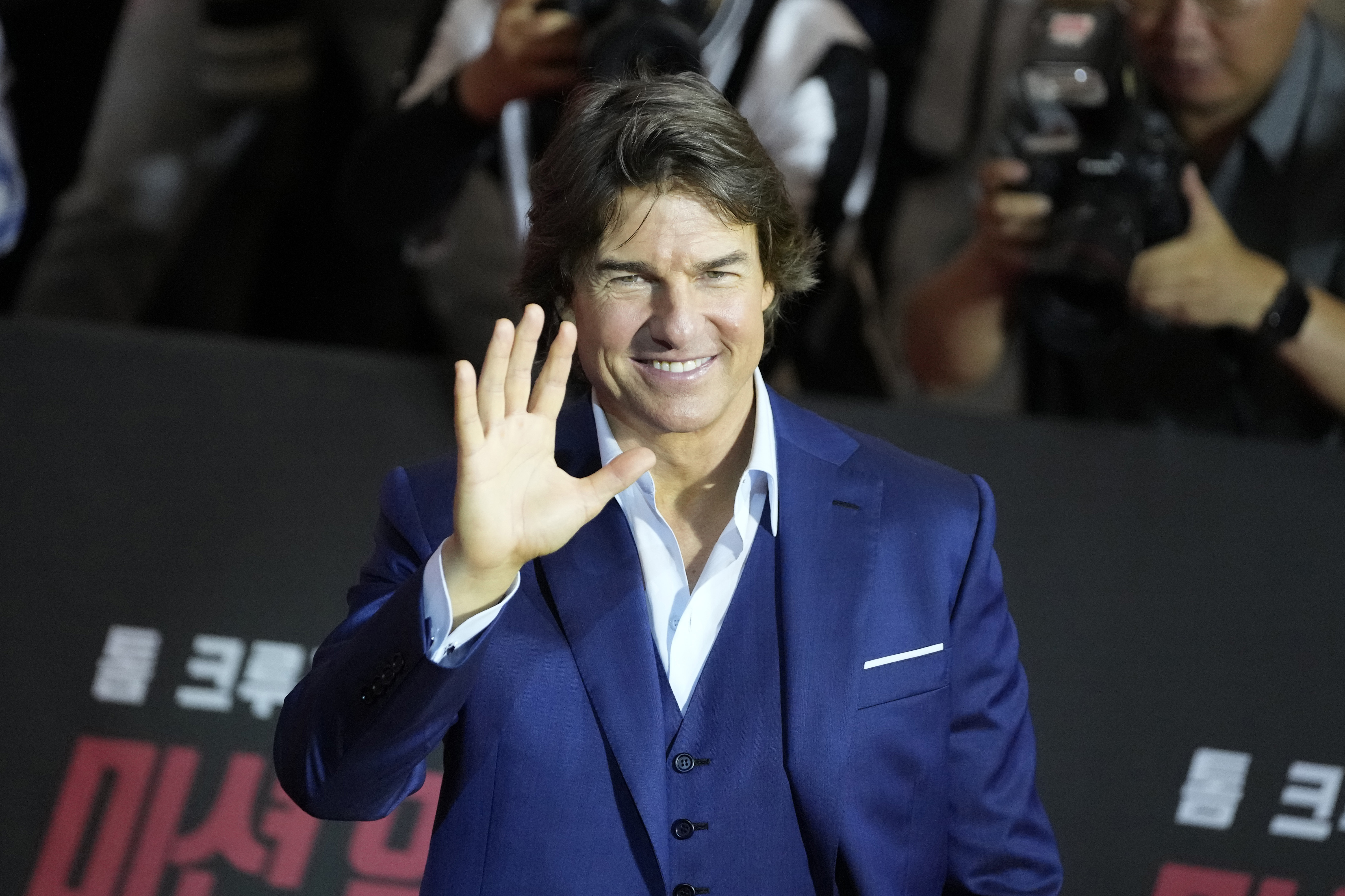 Actor Tom Cruise appears on the red carpet for Mission: Impossible - Dead Reckoning Part One in Seoul, South Korea. Photo / AP