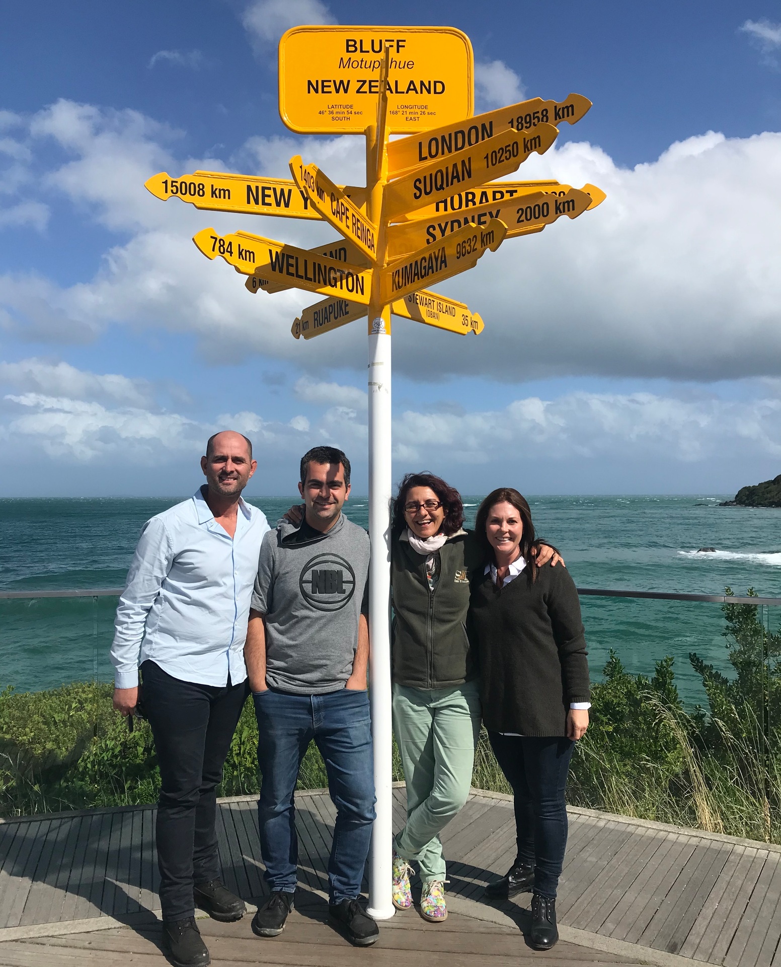 (From left): Bluff Ltd MD Blair Wolfgram, AUT School of Science deputy head Ali Seyfoddin, AUT Aquaculture Professor Andrea Alfaro, and Bluff Ltd director Dianna Perron. Photo / Supplied